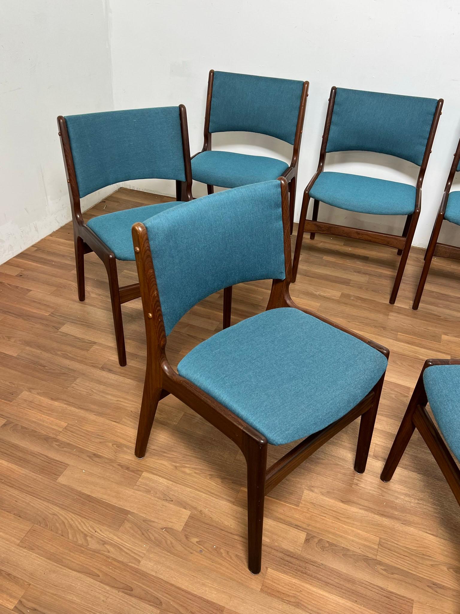 Set of Eight Erik Buch Danish Teak Dining Chairs, circa 1960s 4