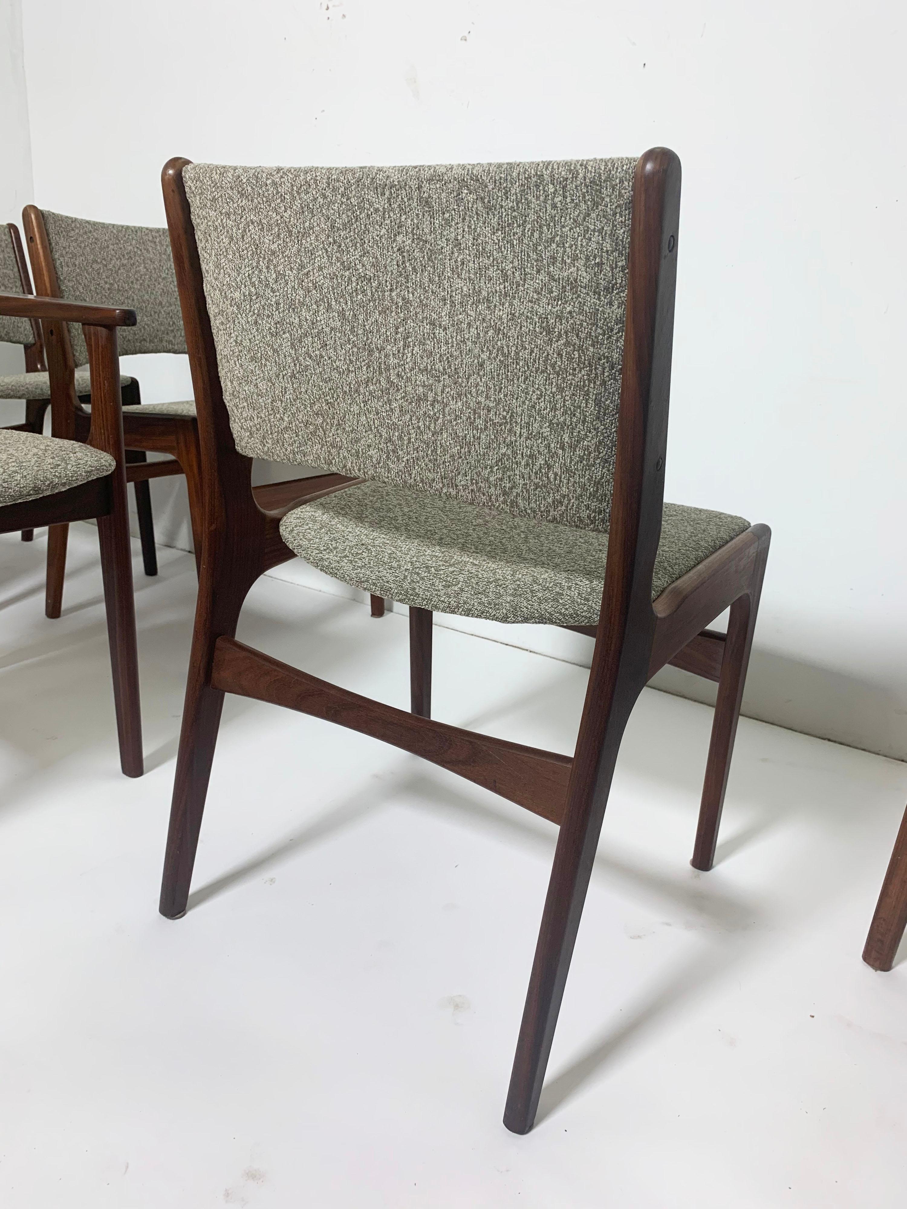 Upholstery Set of Eight Erik Buch Danish Teak Dining Chairs, circa 1960s