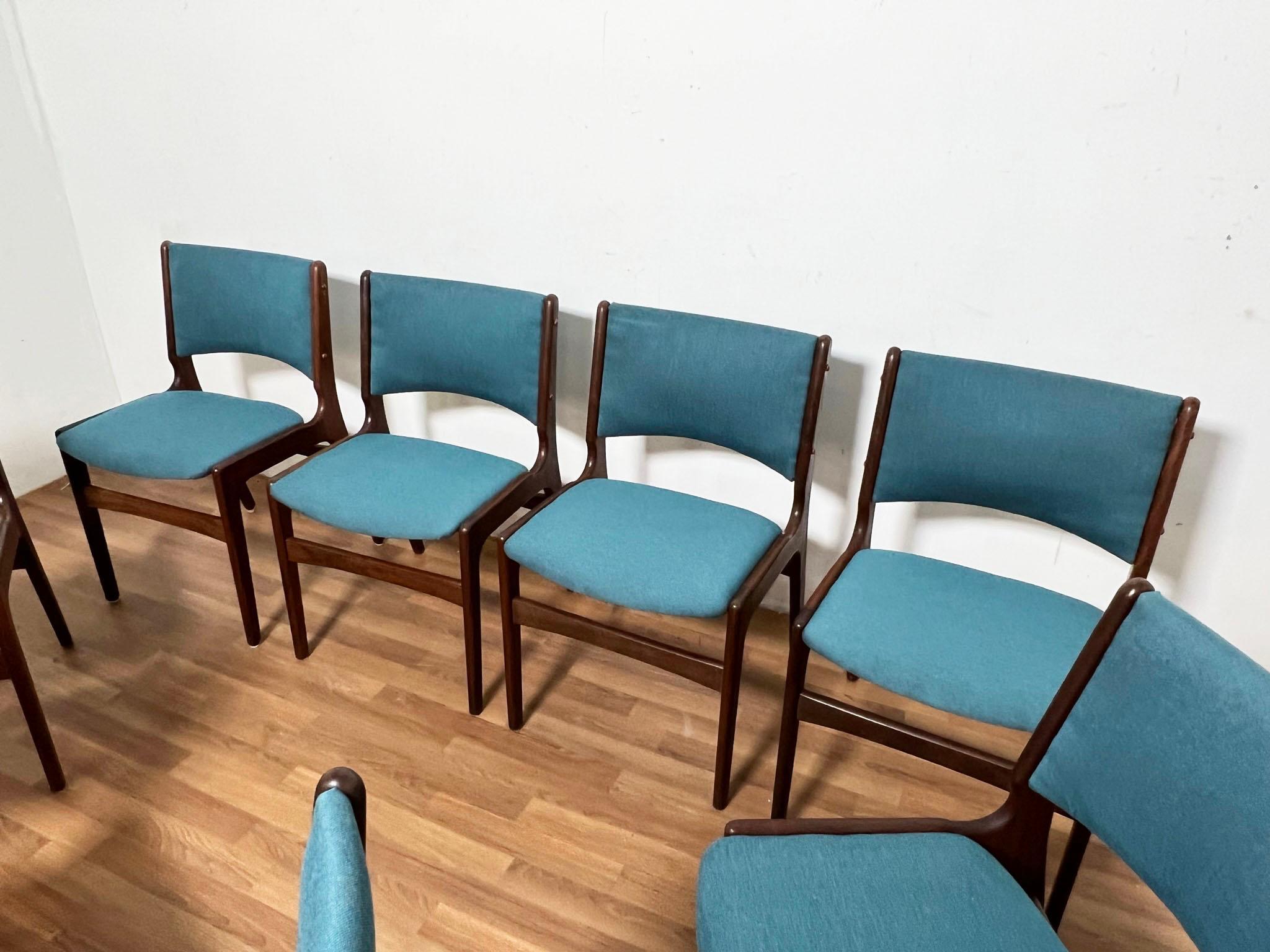 Set of Eight Erik Buch Danish Teak Dining Chairs, circa 1960s 3