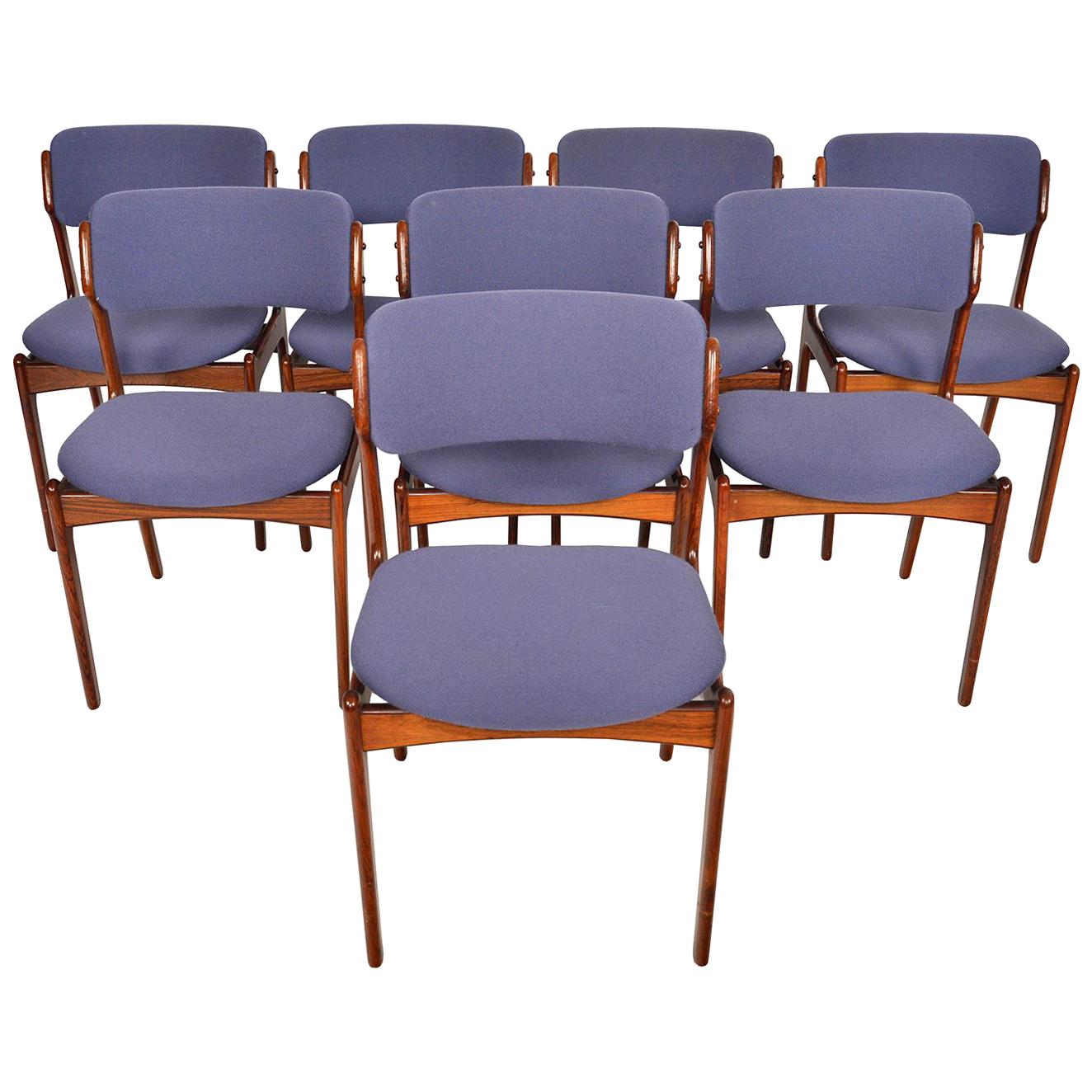 Set of Eight Erik Buch Model 49 Danish Modern Dining Chairs in Rosewood