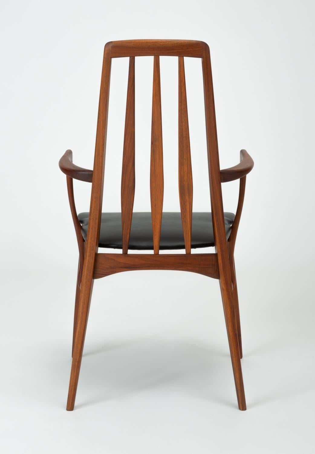 Naugahyde Set of Eight Eva Dining Chairs by Niels Koefoed for Koefoeds Mobelfabrik