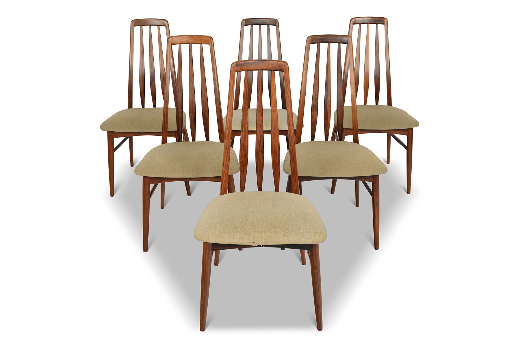 Danish Set of Eight Eva High Back Dining Chairs in Rosewood by Niels Koefoed