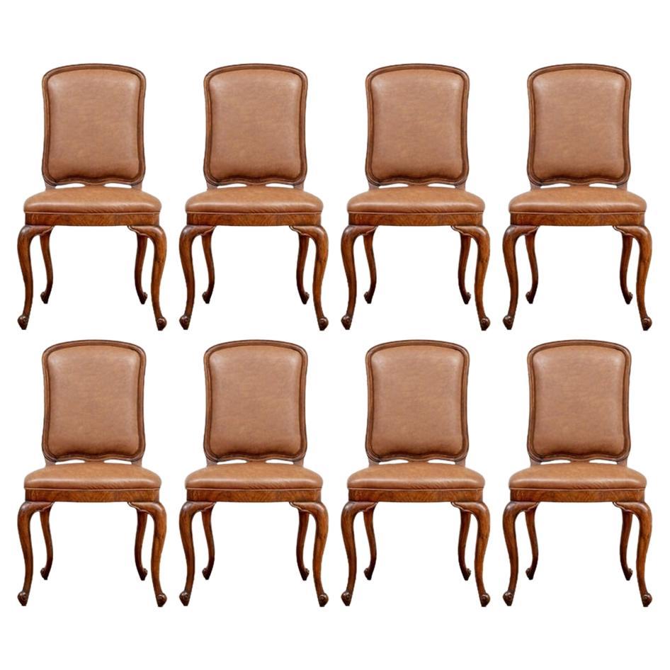 20th Century French Hand Carved Walnut Dining Chairs in the Style of Louis  XV For Sale at 1stDibs