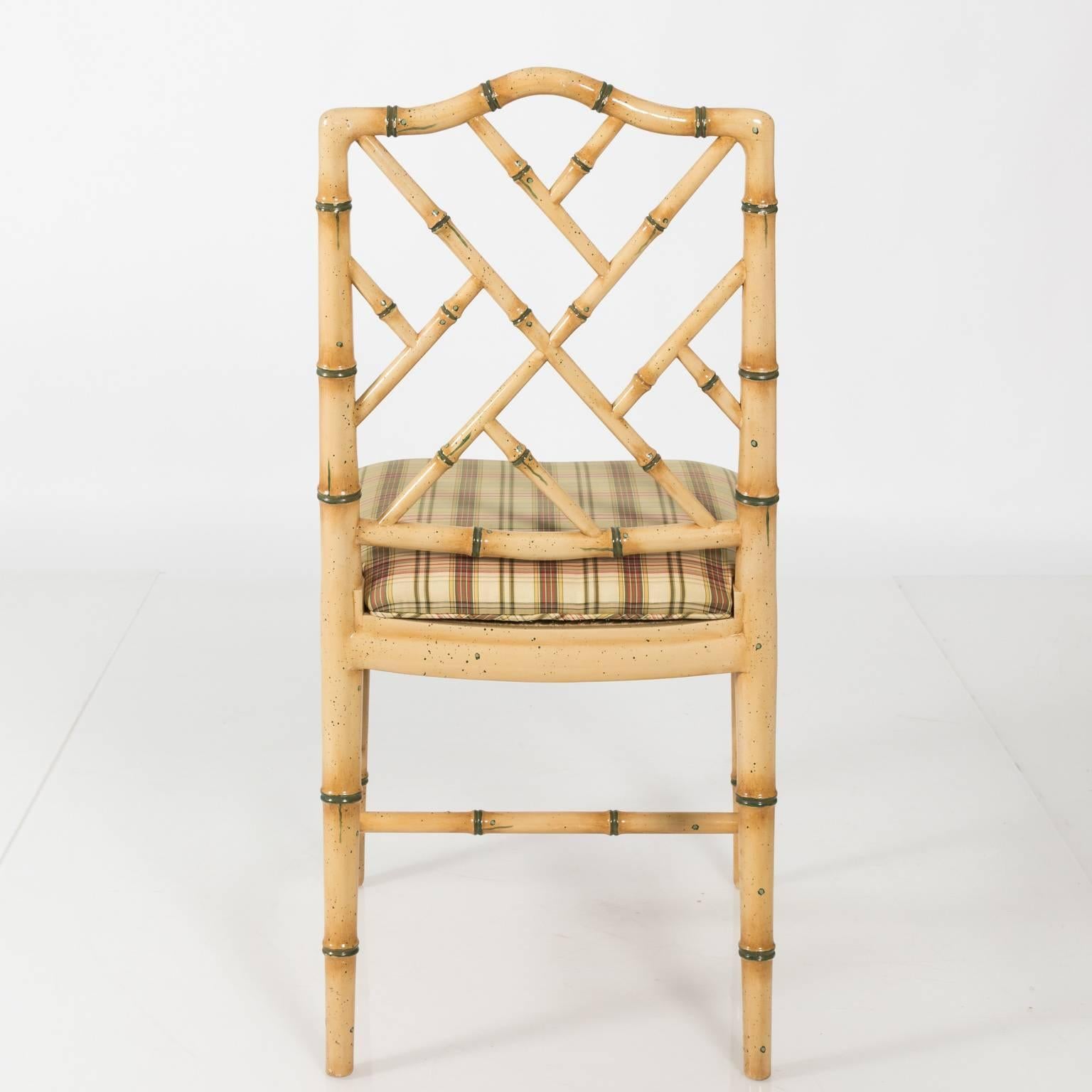 Chinoiserie Set of Eight Faux Bamboo Dining Chairs