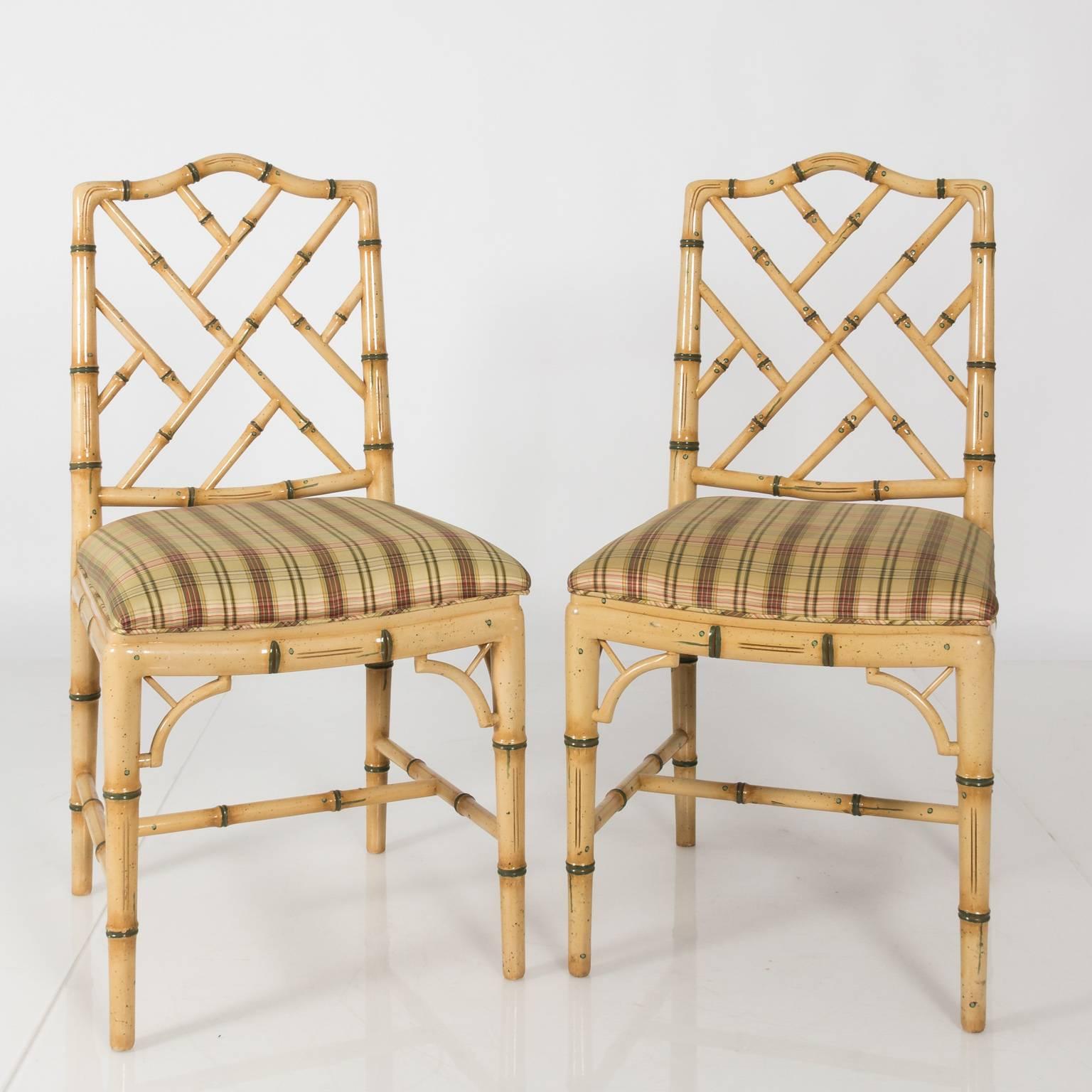 Set of Eight Faux Bamboo Dining Chairs In Good Condition In Stamford, CT