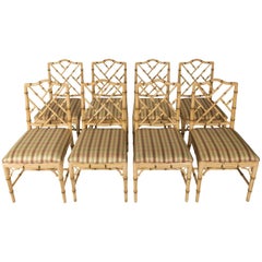 Set of Eight Faux Bamboo Dining Chairs