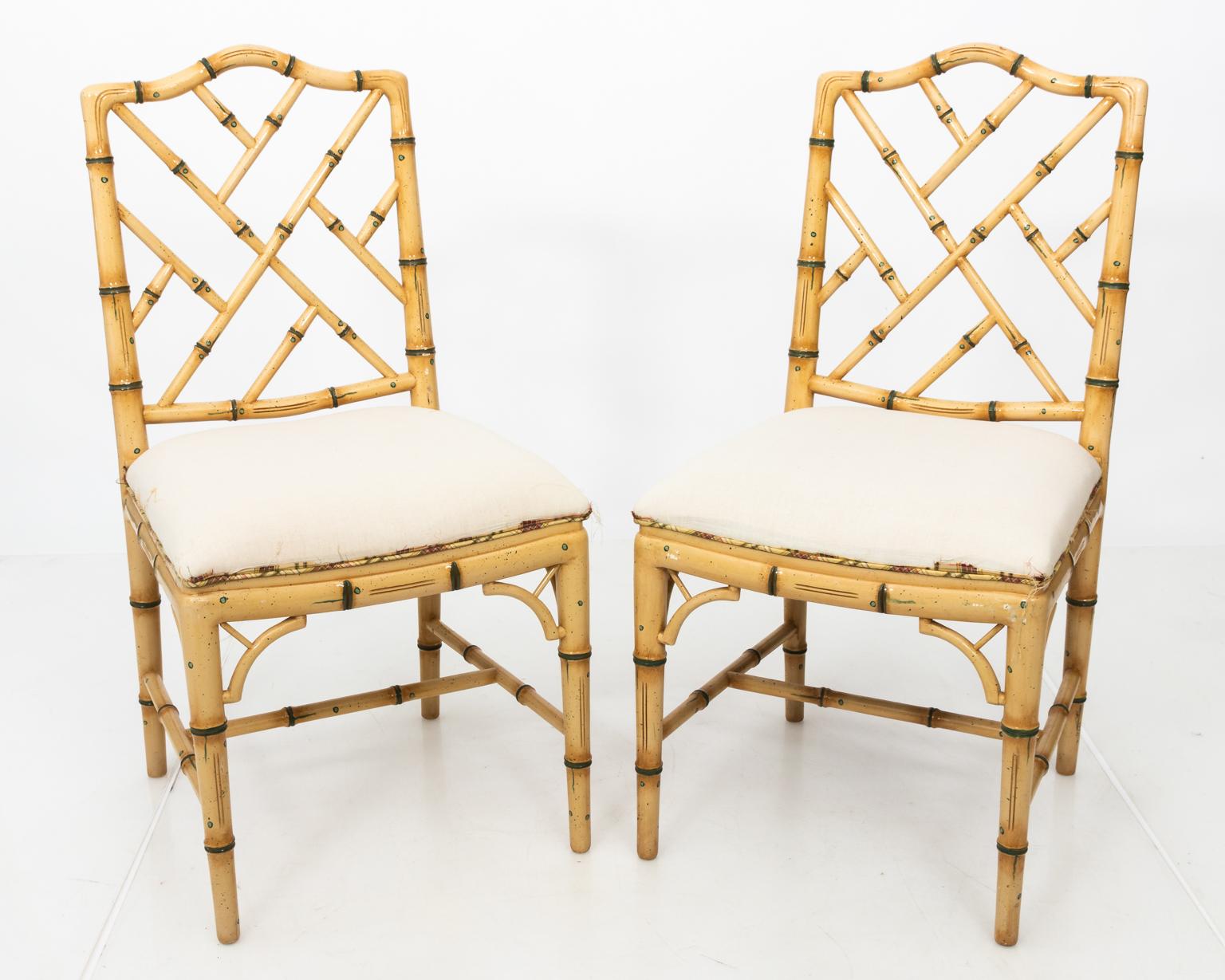 Set of Eight Faux Bamboo Side Chairs, circa 1970s 1