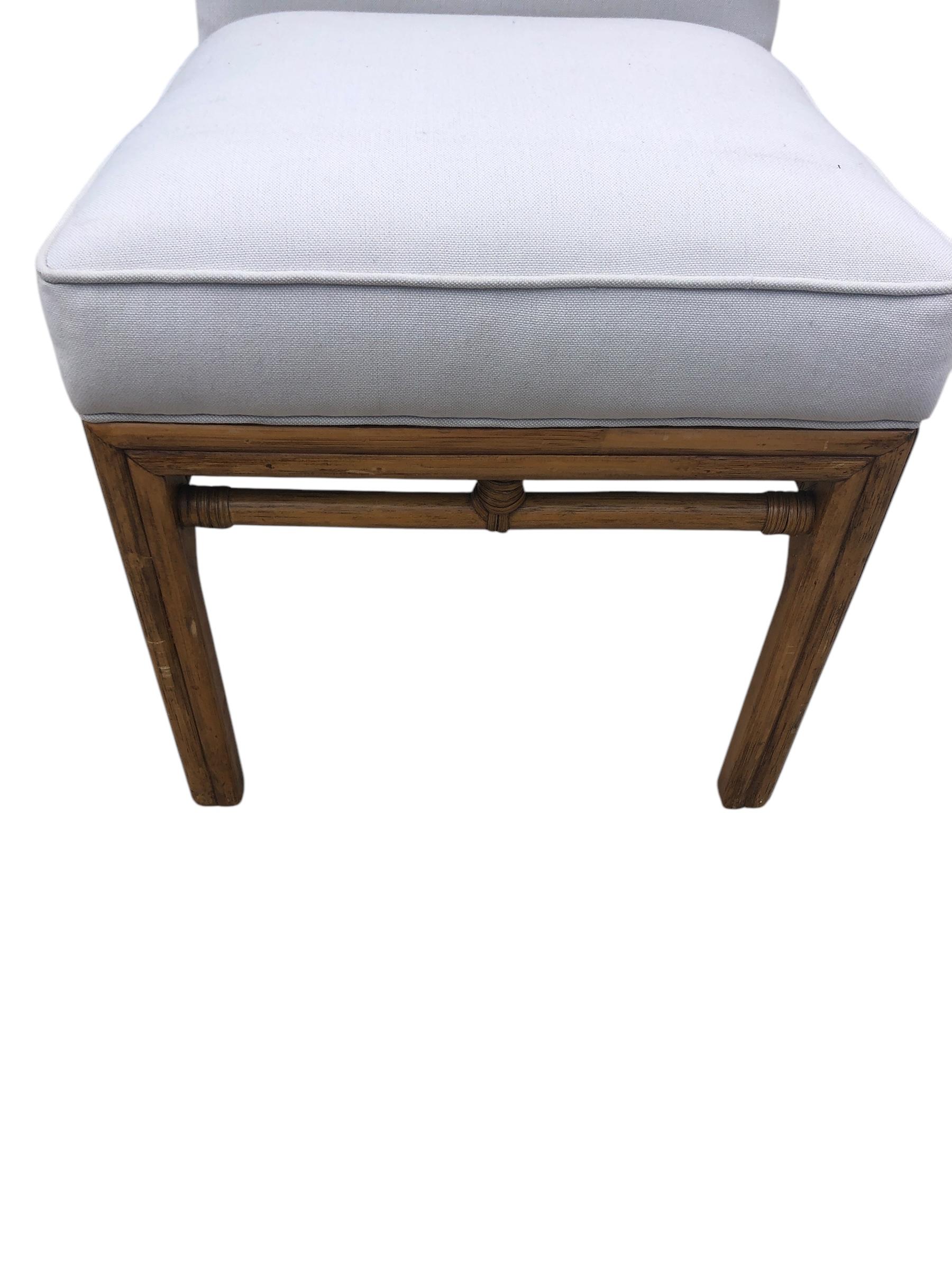 Set of Eight Ficks Reed Mid Century Rattan Upholstered Dining Chairs 3