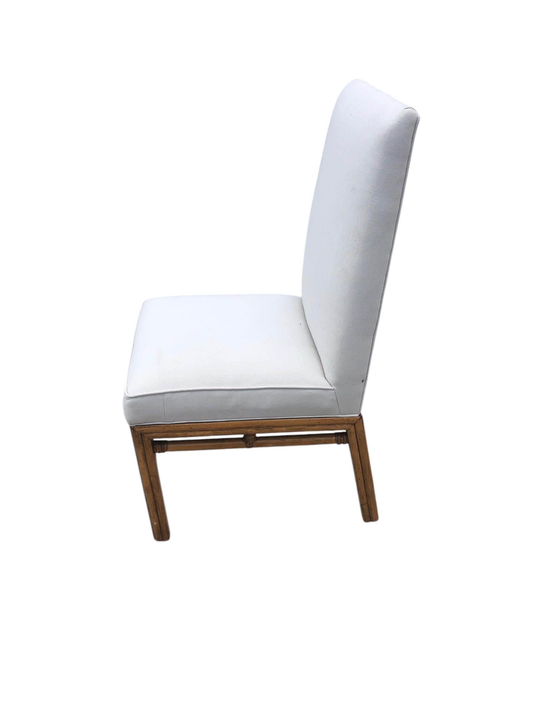 Philippine Set of Eight Ficks Reed Mid Century Rattan Upholstered Dining Chairs