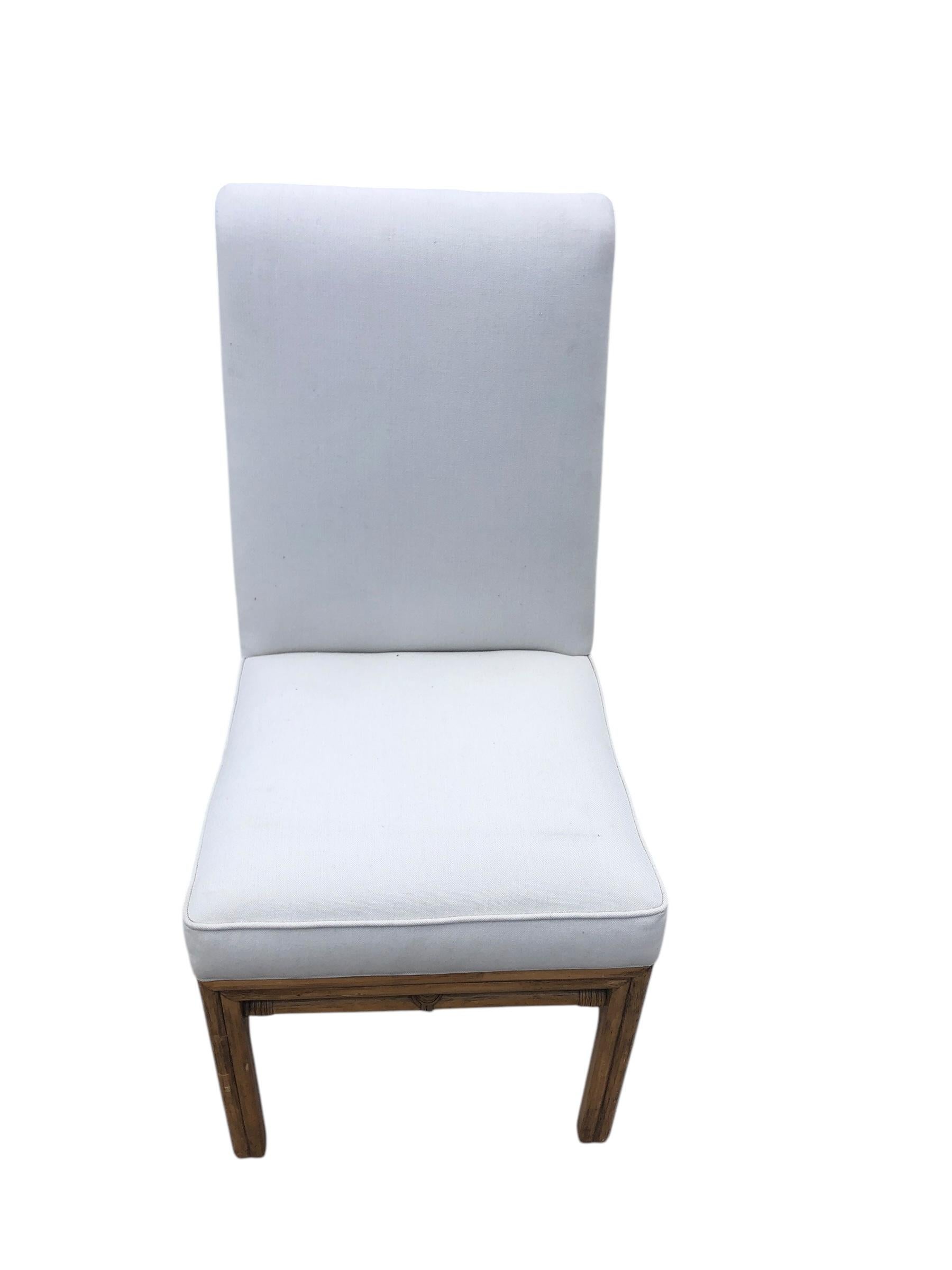 Set of Eight Ficks Reed Mid Century Rattan Upholstered Dining Chairs 2