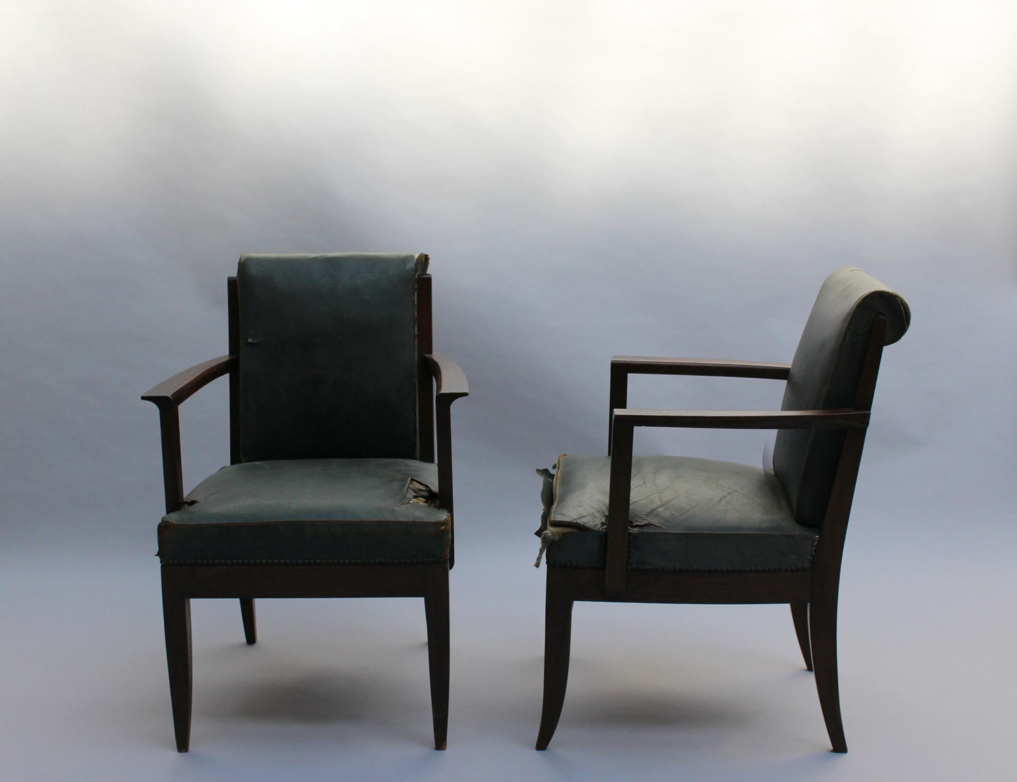 Set of 8 Fine French Art Deco Oak Armchairs by Leon and Maurice Jallot  In Good Condition In Long Island City, NY