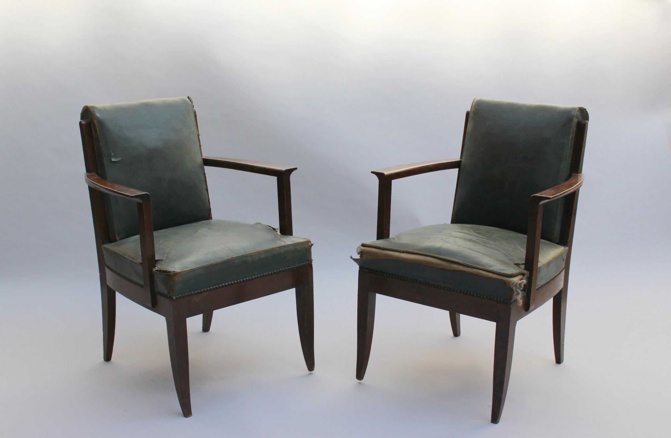 Mid-20th Century Set of 8 Fine French Art Deco Oak Armchairs by Leon and Maurice Jallot 