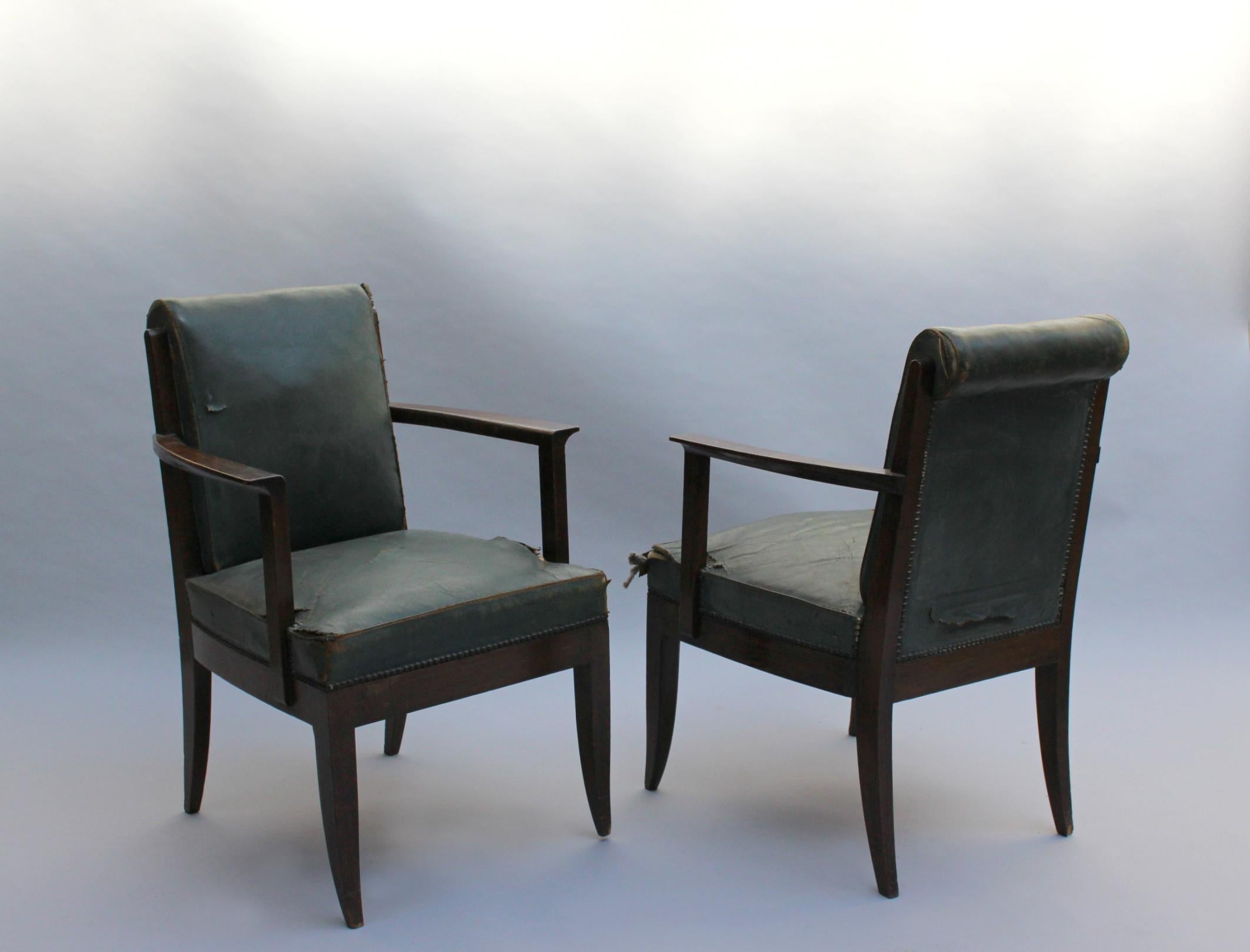 Set of 8 Fine French Art Deco Oak Armchairs by Leon and Maurice Jallot  1