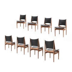 Set of Eight Finn Juhl Egyptian Chair in Wood and Leather