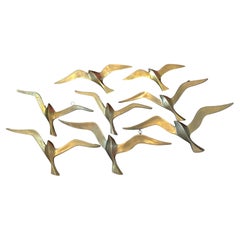 Set von acht fliegenden Schwalben Vögeln Messing Metall Wanddekoration Vintage, 1960er Jahre