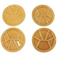 Retro Set of Eight Fondue Plates, Gien Pottery, France