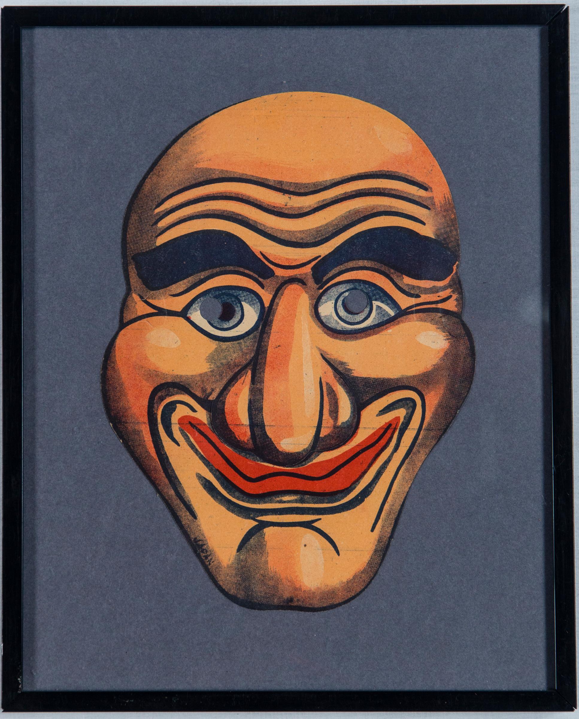 Set von acht gerahmten Masken (Papier) im Angebot