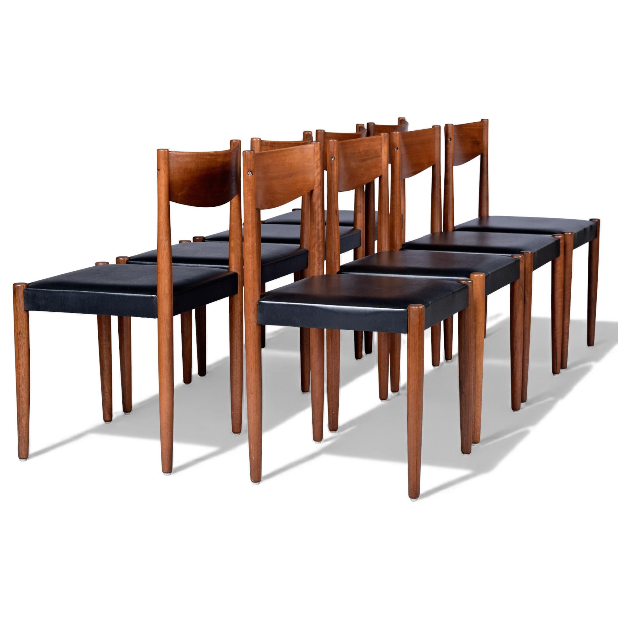 Set of Eight Frem Røjle Teak Dining Chairs, Model 217, Denmark, 1960s Danés en venta