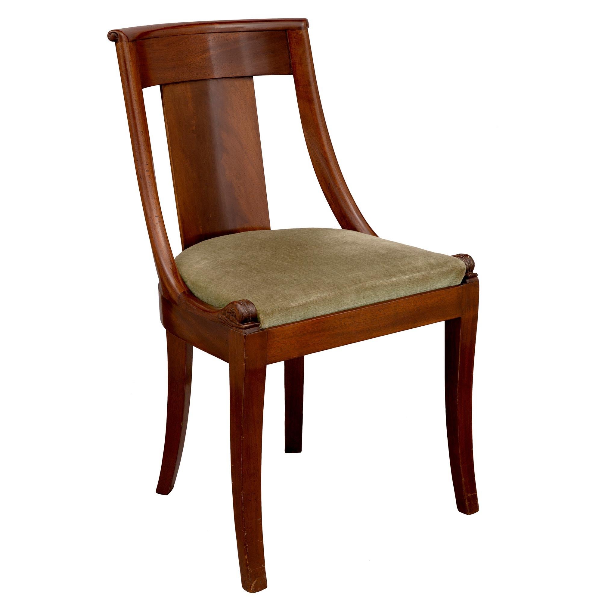 Set of Eight French 19th Century Empire Style Mahogany Side/Dining Chairs In Good Condition In West Palm Beach, FL