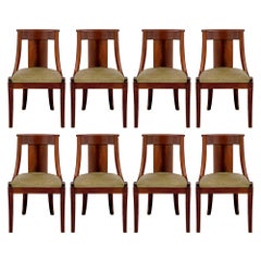Set of Eight French 19th Century Empire Style Mahogany Side/Dining Chairs