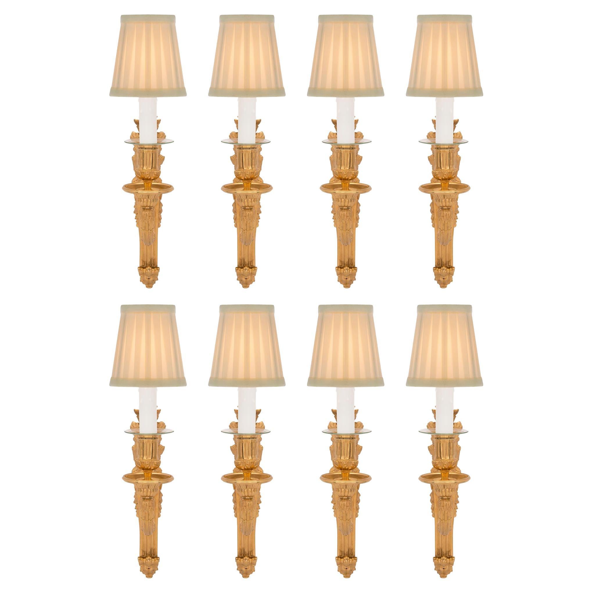 Set of Eight French 19th Century Louis XVI Ormolu Sconces