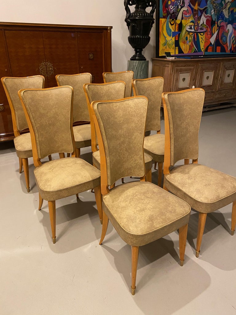 Set of Eight French Art Deco Dining Room Chairs In Good Condition For Sale In North Bergen, NJ
