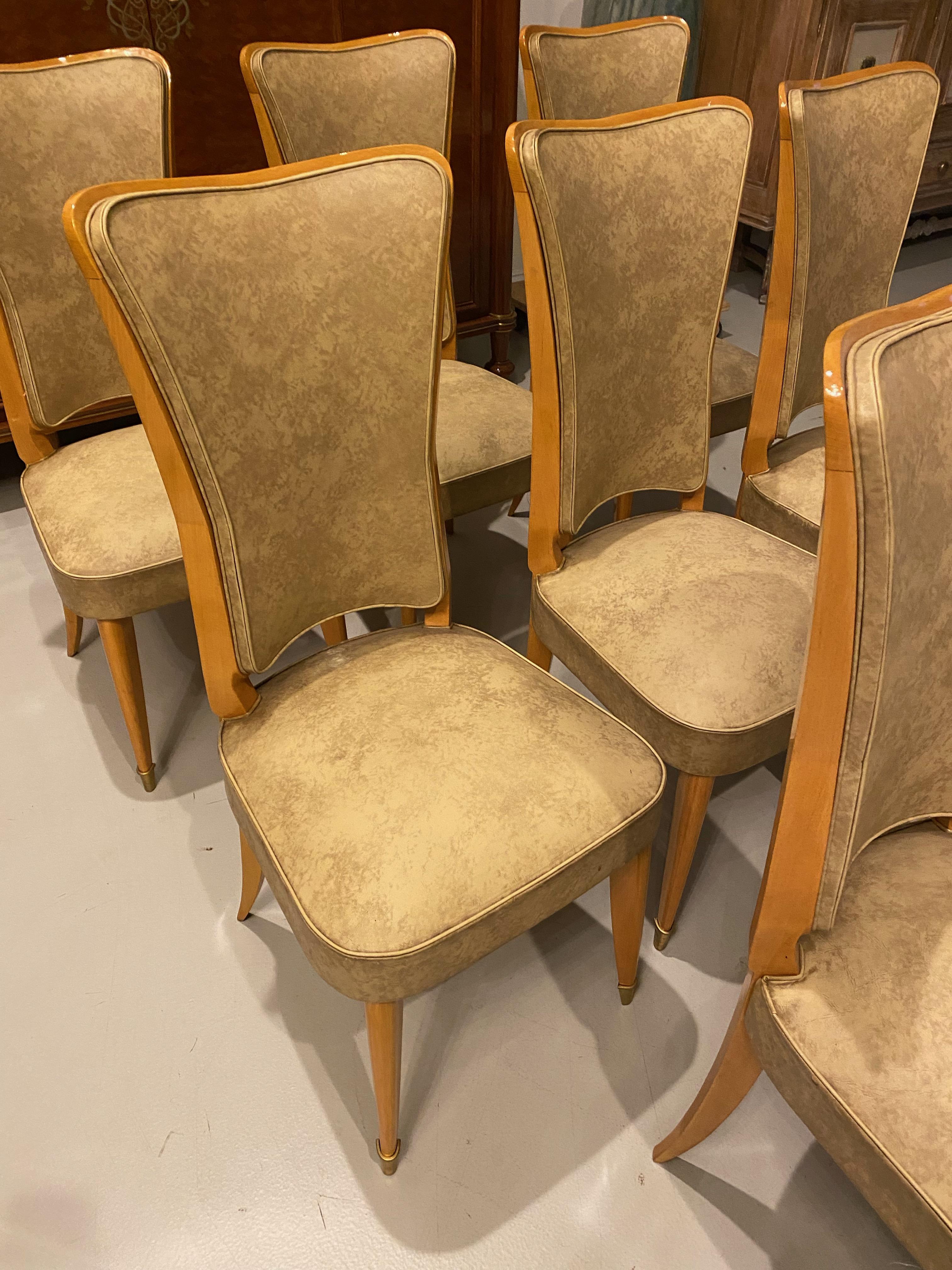 Set of Eight French Art Deco Dining Room Chairs In Good Condition In North Bergen, NJ