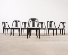 Set of Eight French Art Deco Lacquered Gondola Dining Chairs