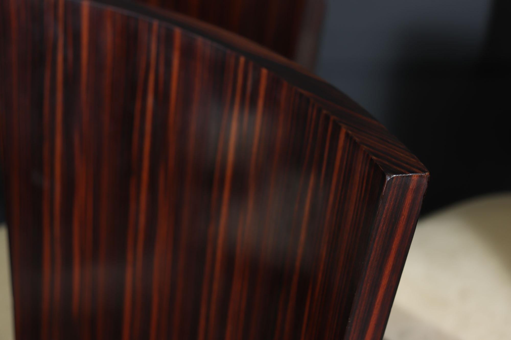 Set of Eight French Art Deco Macassar Ebony Dining Chairs, c.1930s im Angebot 6