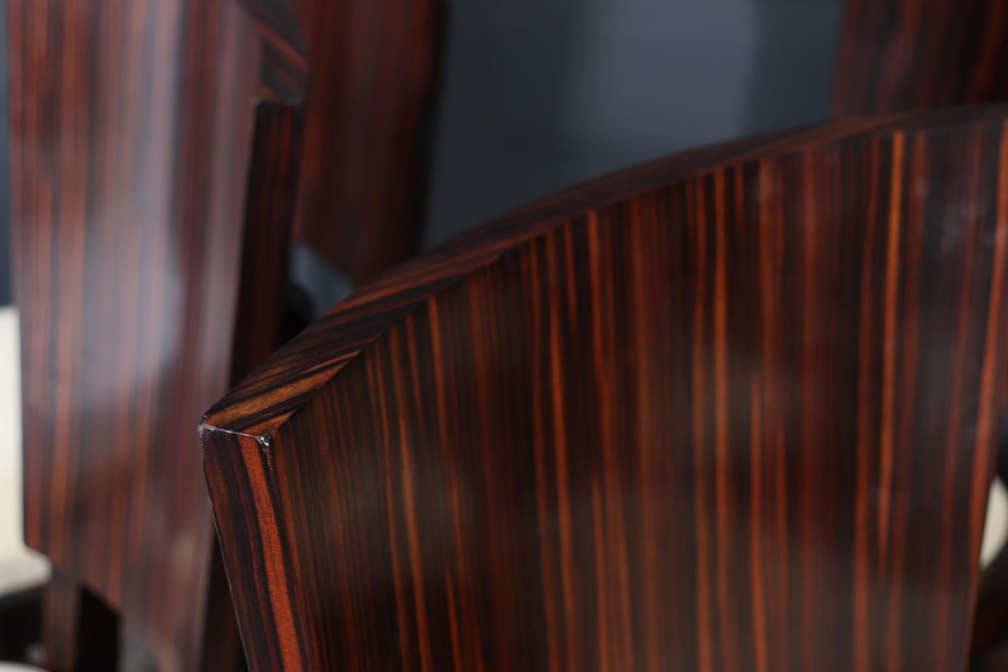 Set of Eight French Art Deco Macassar Ebony Dining Chairs, c.1930s im Angebot 7
