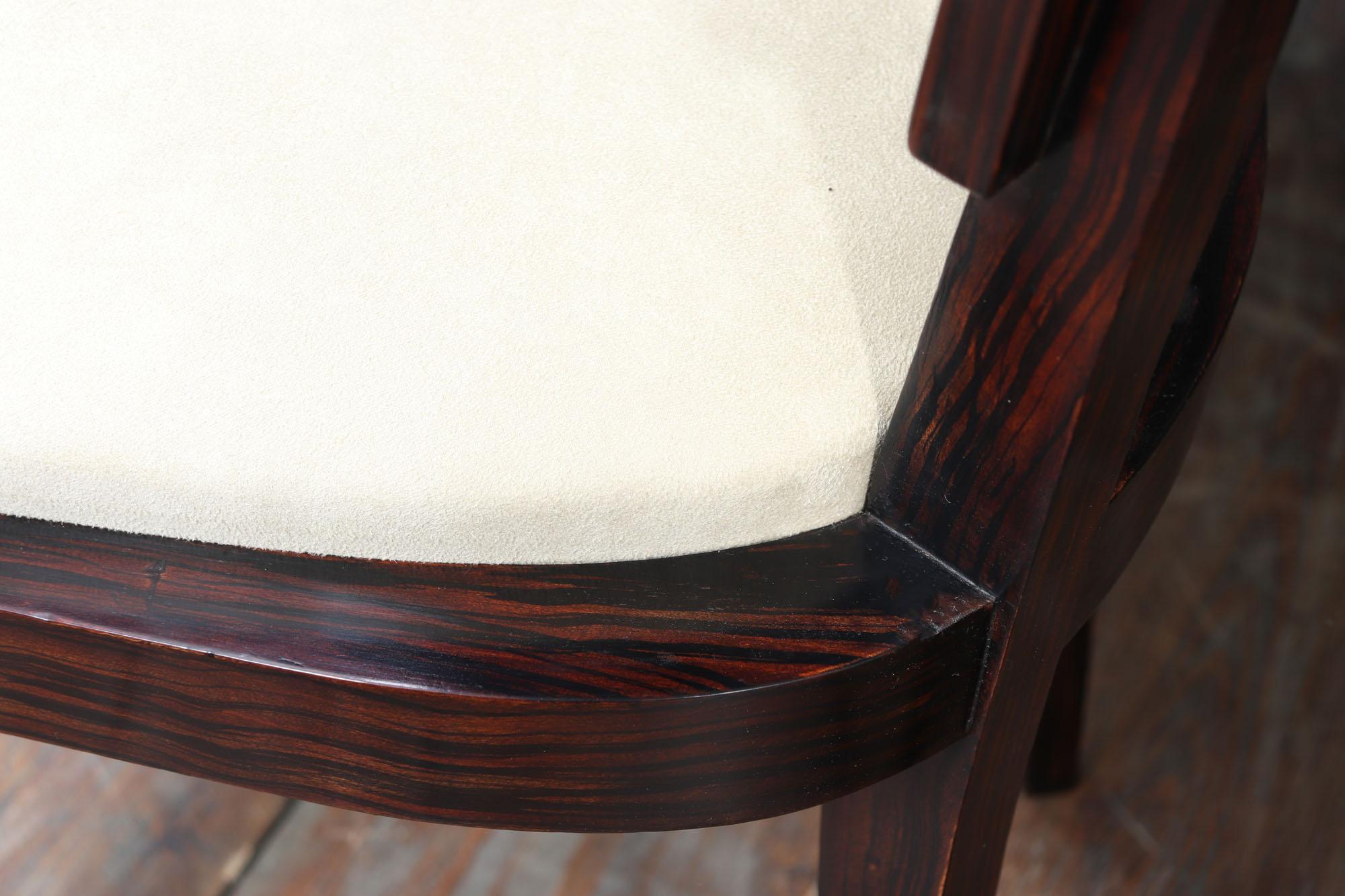 Set of Eight French Art Deco Macassar Ebony Dining Chairs, c.1930s im Angebot 9