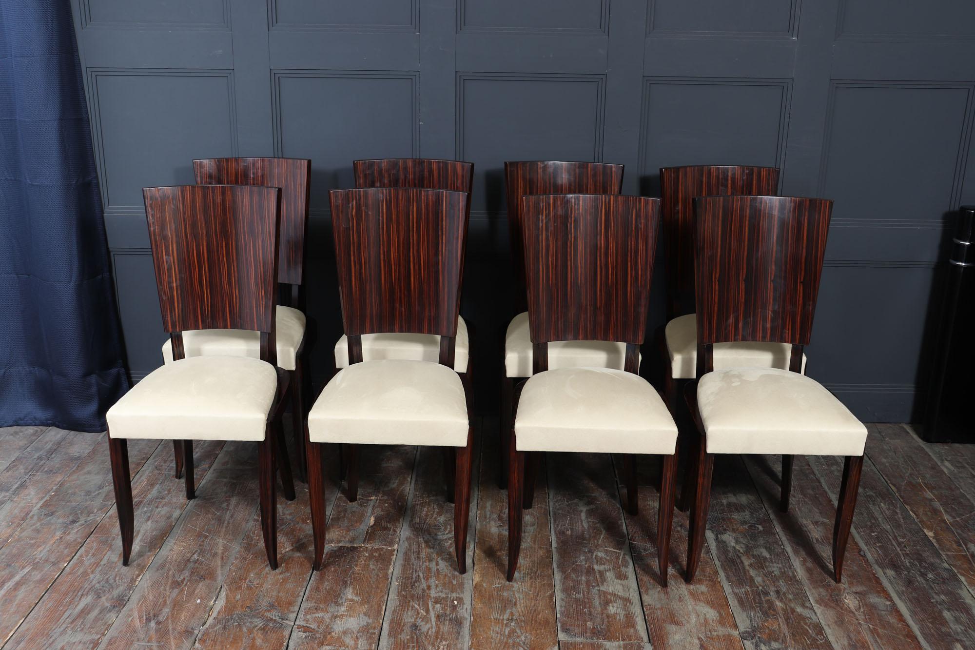 Set of Eight French Art Deco Macassar Ebony Dining Chairs, c.1930s im Zustand „Gut“ im Angebot in Paddock Wood Tonbridge, GB