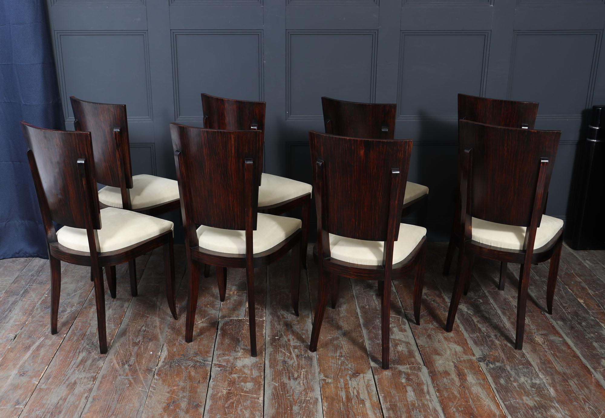 Set of Eight French Art Deco Macassar Ebony Dining Chairs, c.1930s im Angebot 1