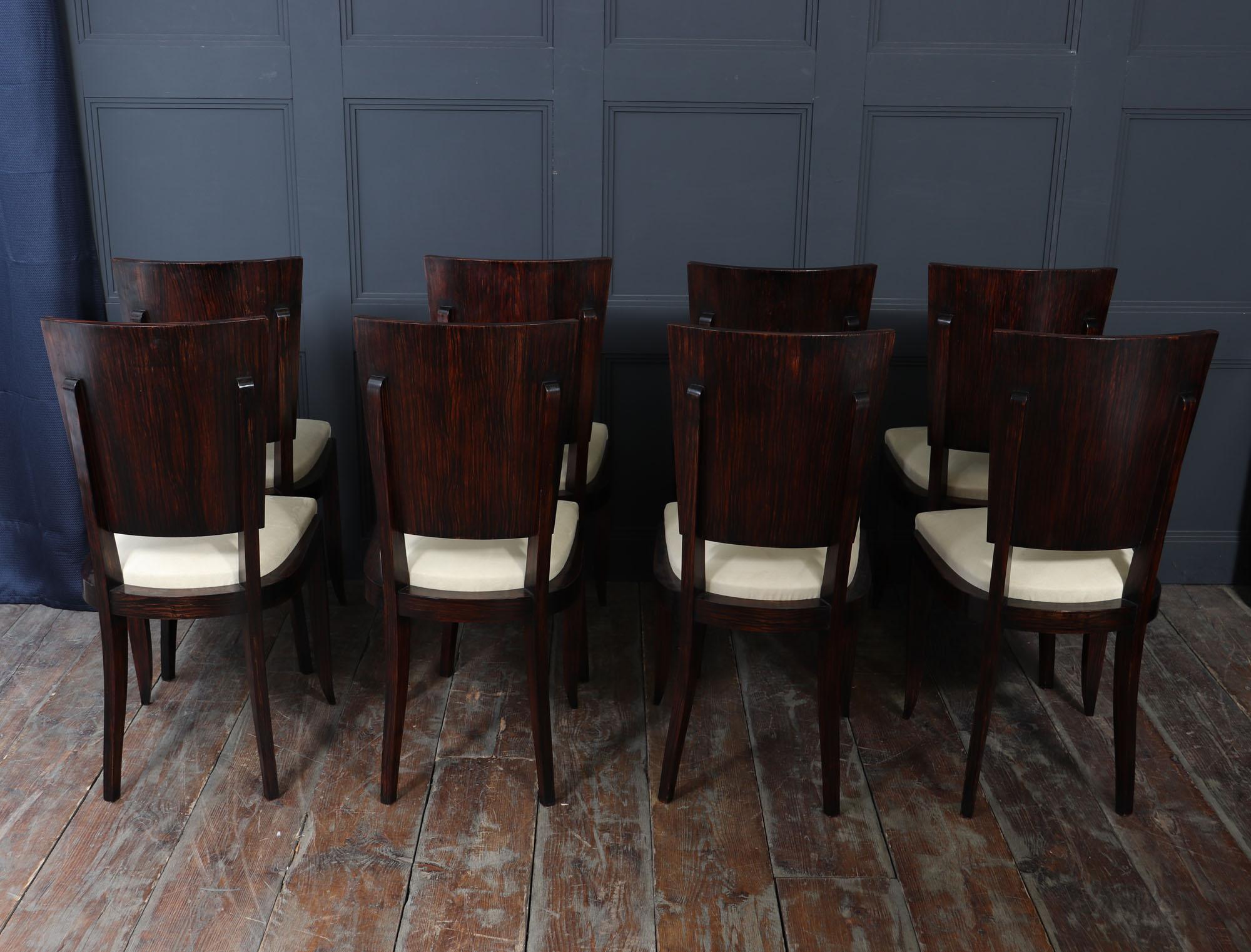 Set of Eight French Art Deco Macassar Ebony Dining Chairs, c.1930s im Angebot 2