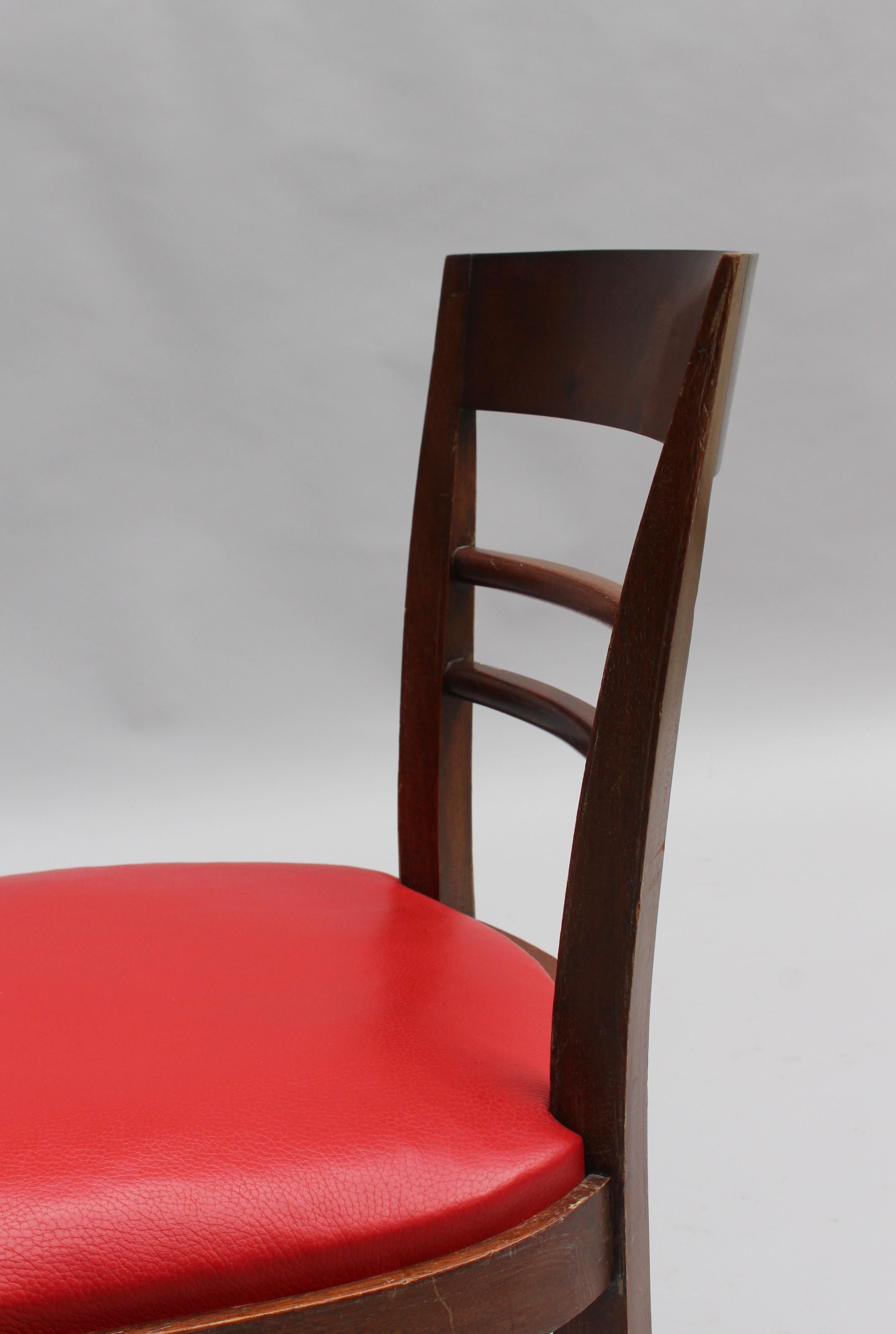Ensemble de 10 chaises de salle à manger Art Déco françaises en acajou (8 côtés et 2 bras) en vente 7