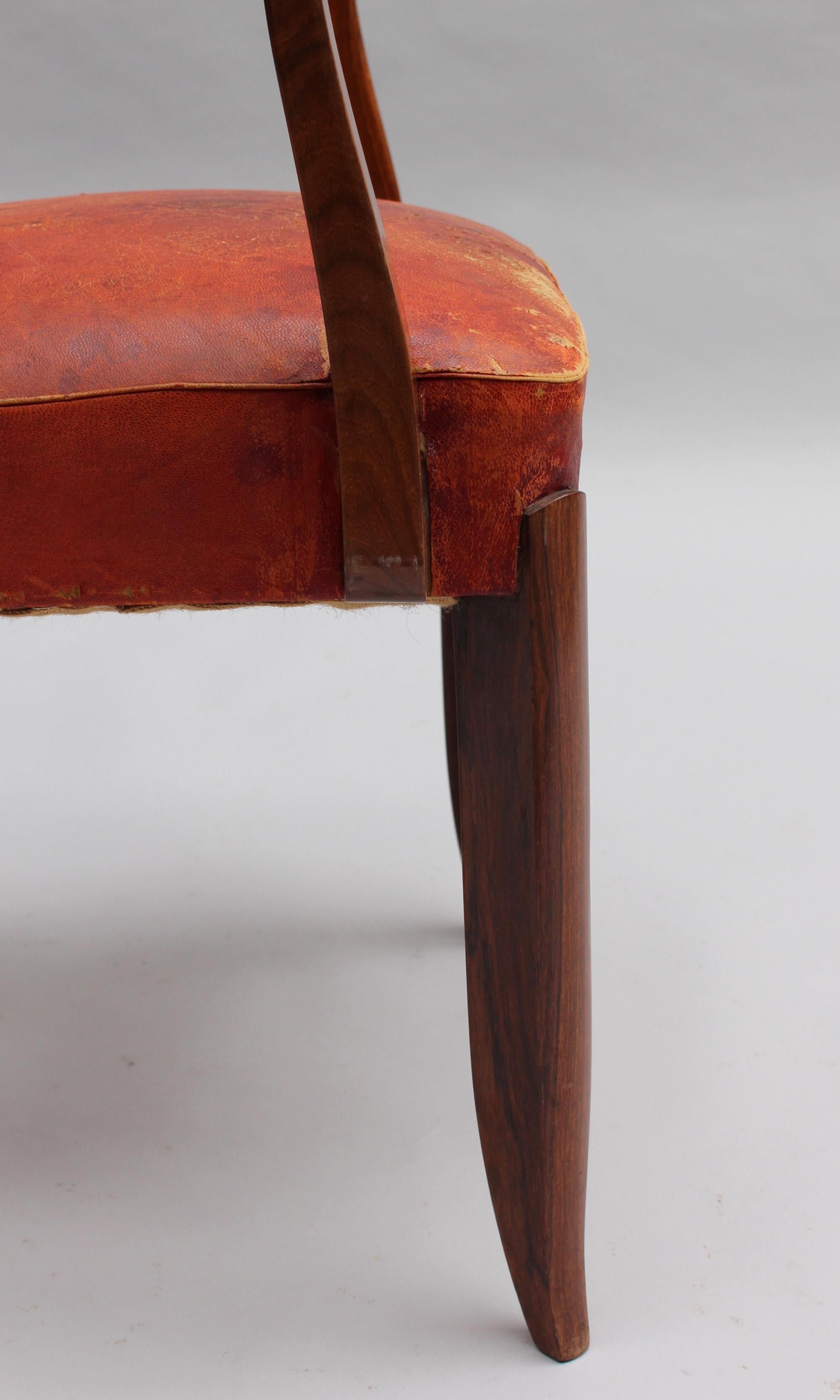 Ensemble de 8 chaises Art Déco françaises en palissandre par Maxime Old (6 côtés + 2 bras) en vente 11