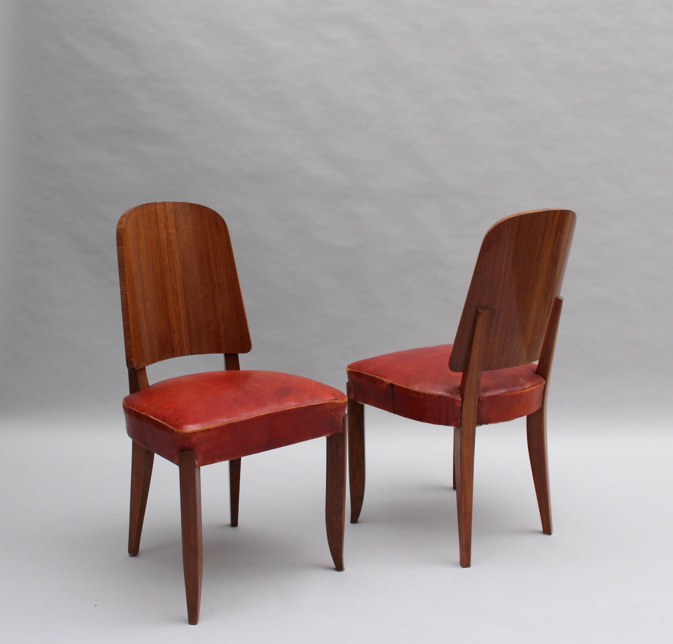 Satz von 8 feinen französischen Palisander-Stühlen im Art déco-Stil von Maxime Old (6 Seiten + 2 Armlehnen) (Französisch) im Angebot