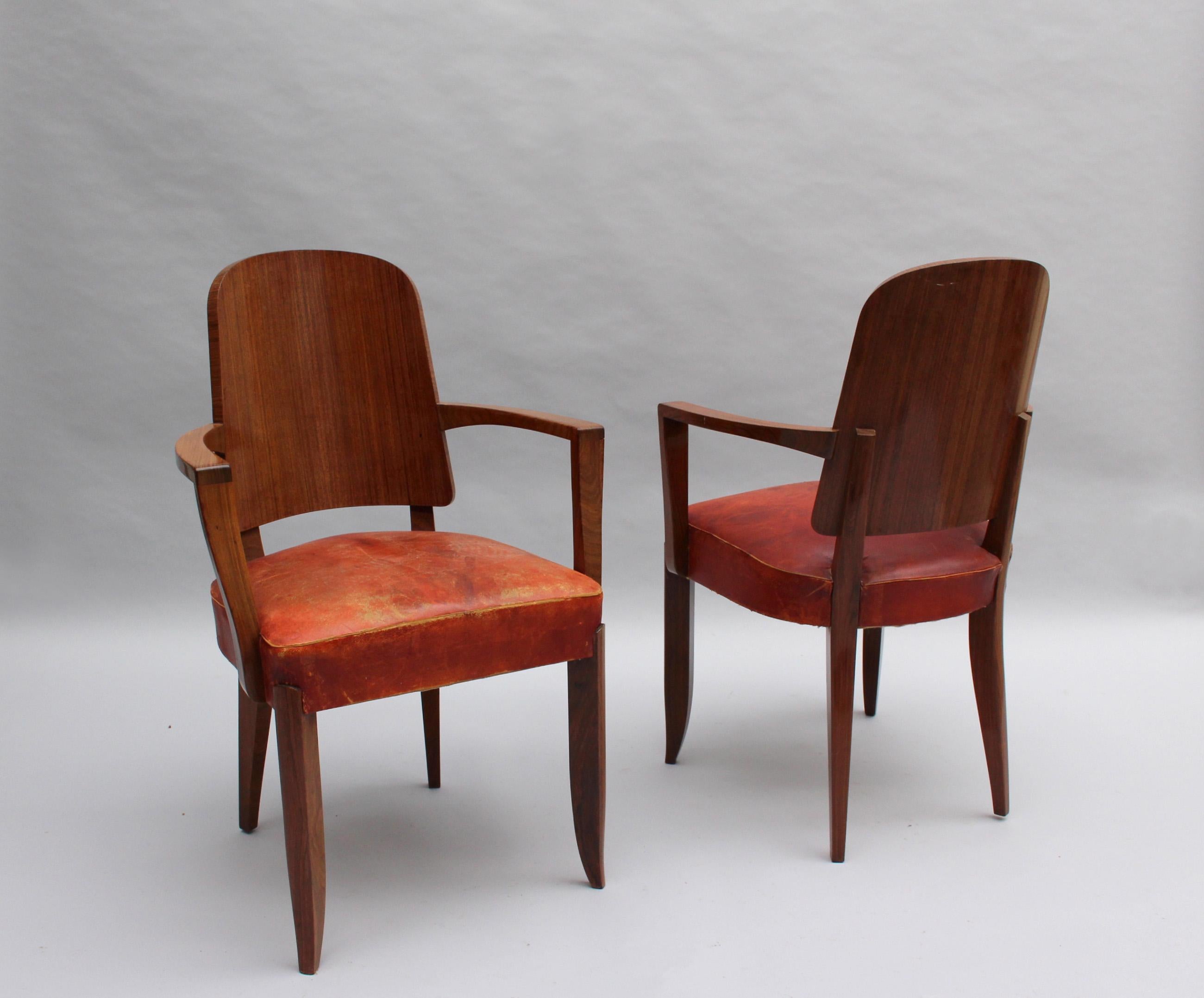 Satz von 8 feinen französischen Palisander-Stühlen im Art déco-Stil von Maxime Old (6 Seiten + 2 Armlehnen) im Zustand „Gut“ im Angebot in Long Island City, NY