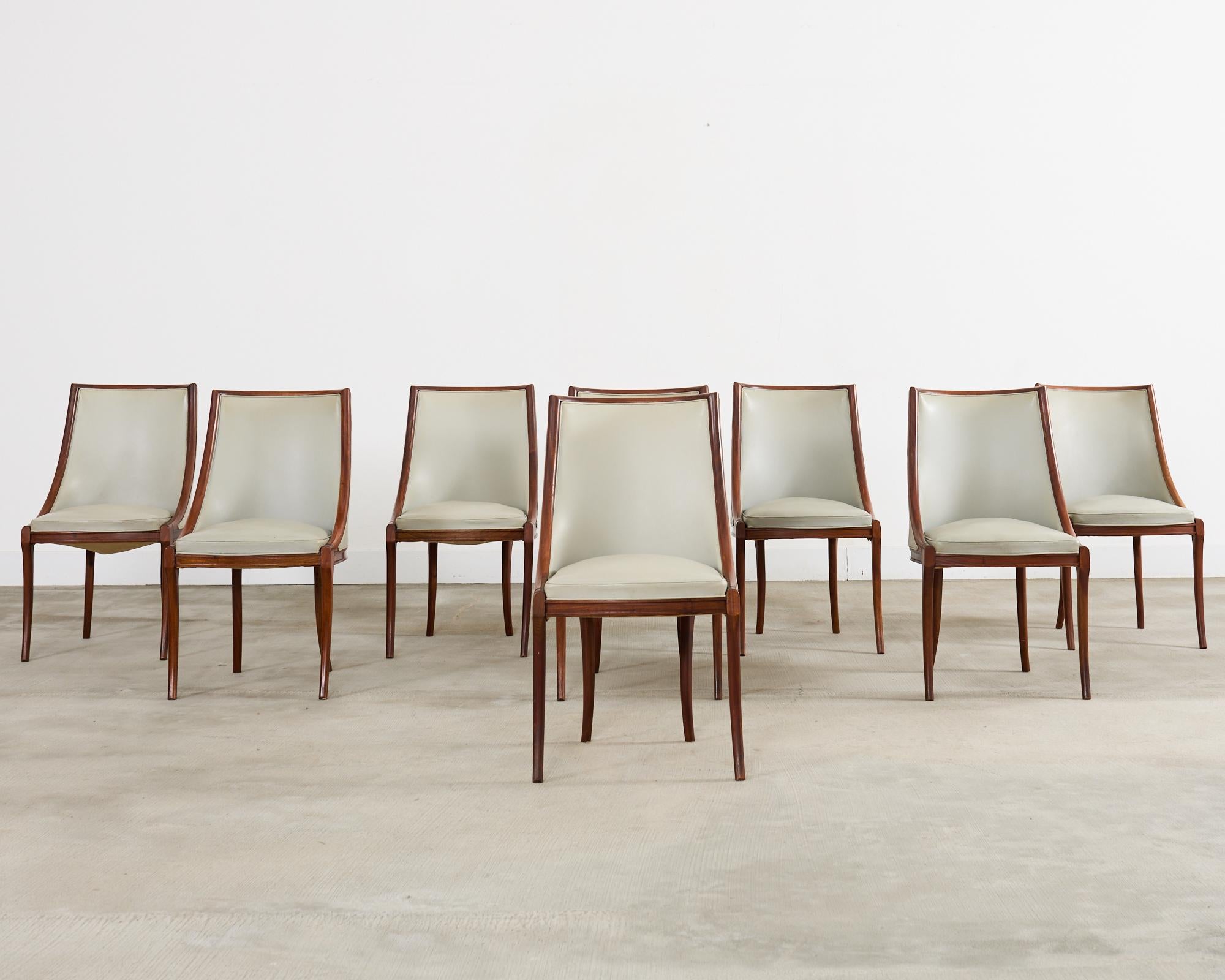 Hand-Crafted Set of Eight French Art Deco Style Gondola Dining Chairs For Sale