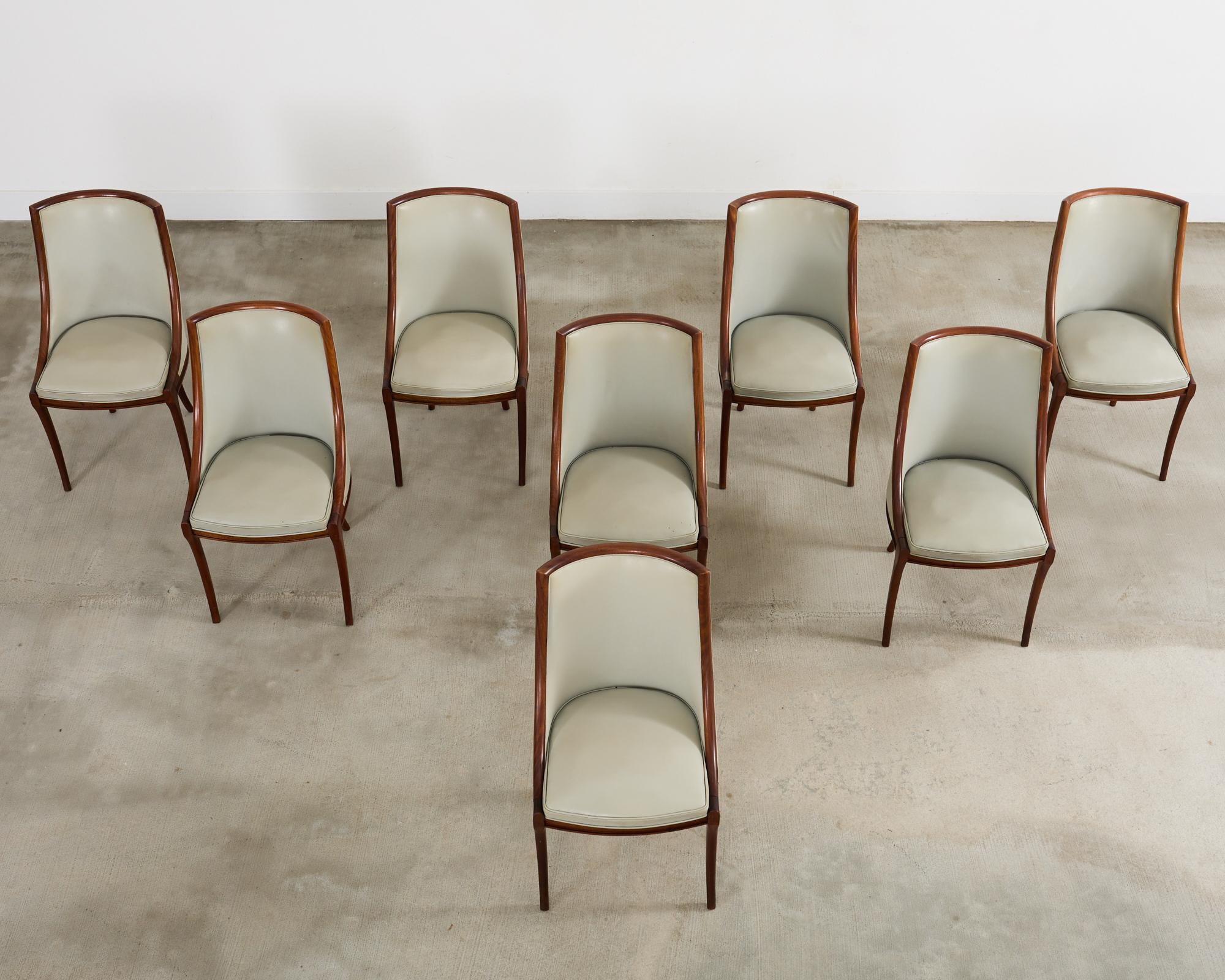 Set of Eight French Art Deco Style Gondola Dining Chairs In Good Condition For Sale In Rio Vista, CA