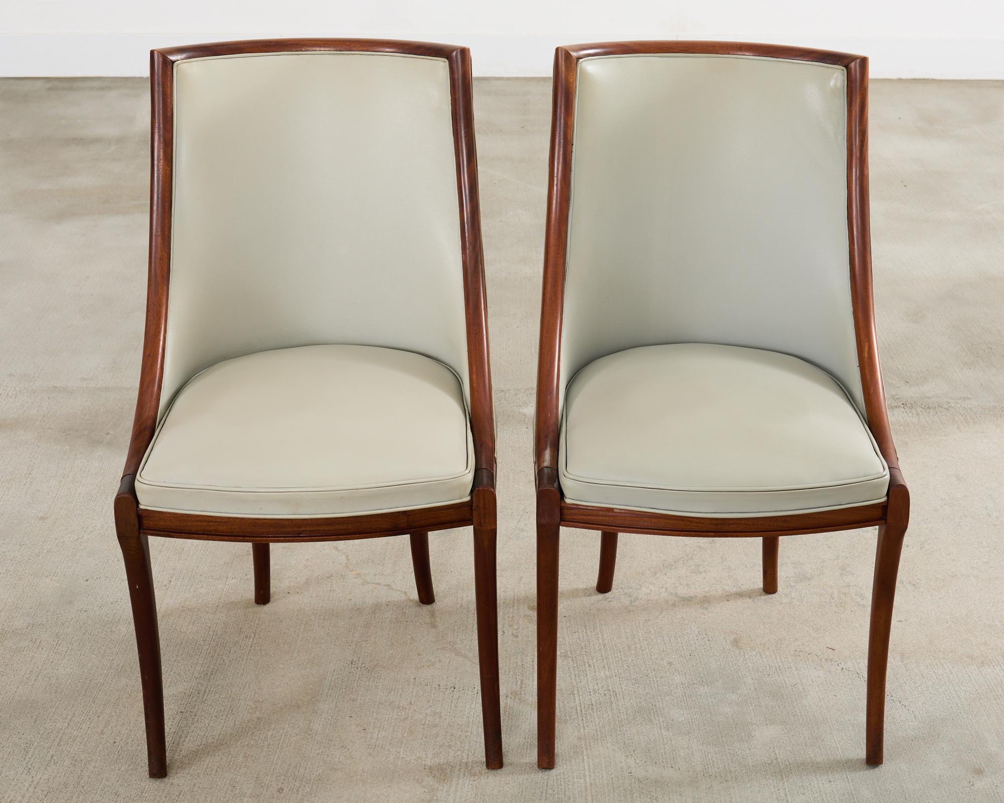 Naugahyde Set of Eight French Art Deco Style Gondola Dining Chairs For Sale
