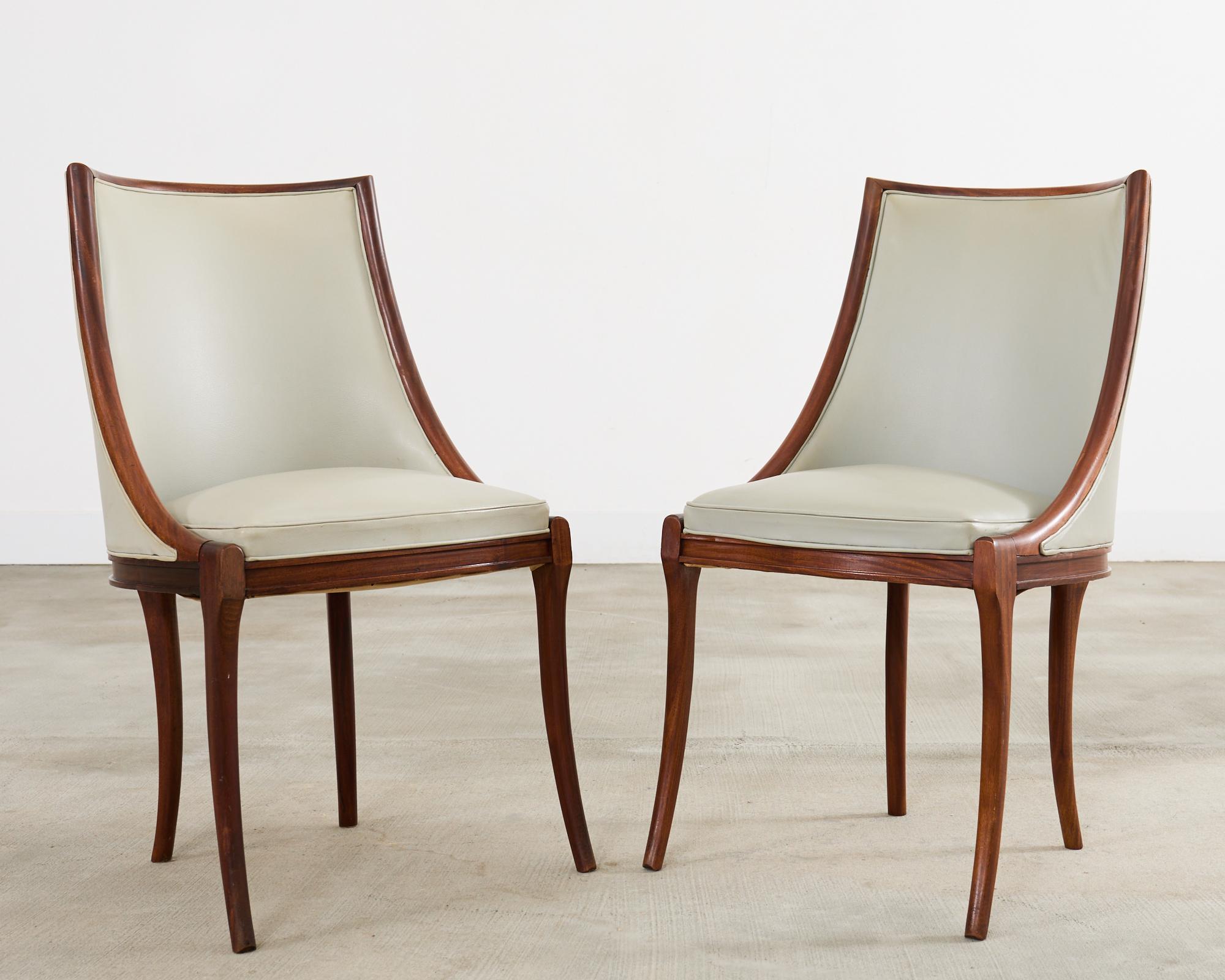 Set of Eight French Art Deco Style Gondola Dining Chairs For Sale 1