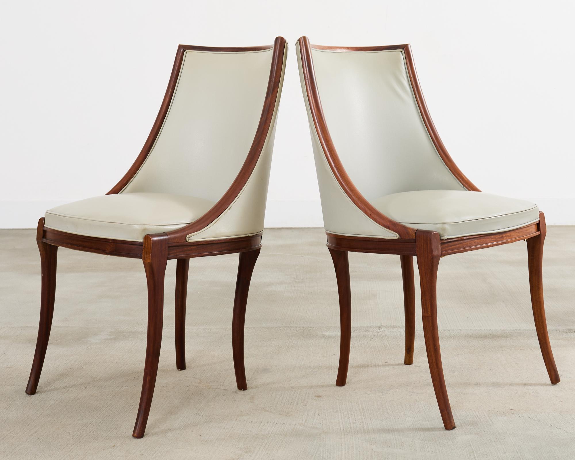Set of Eight French Art Deco Style Gondola Dining Chairs For Sale 2