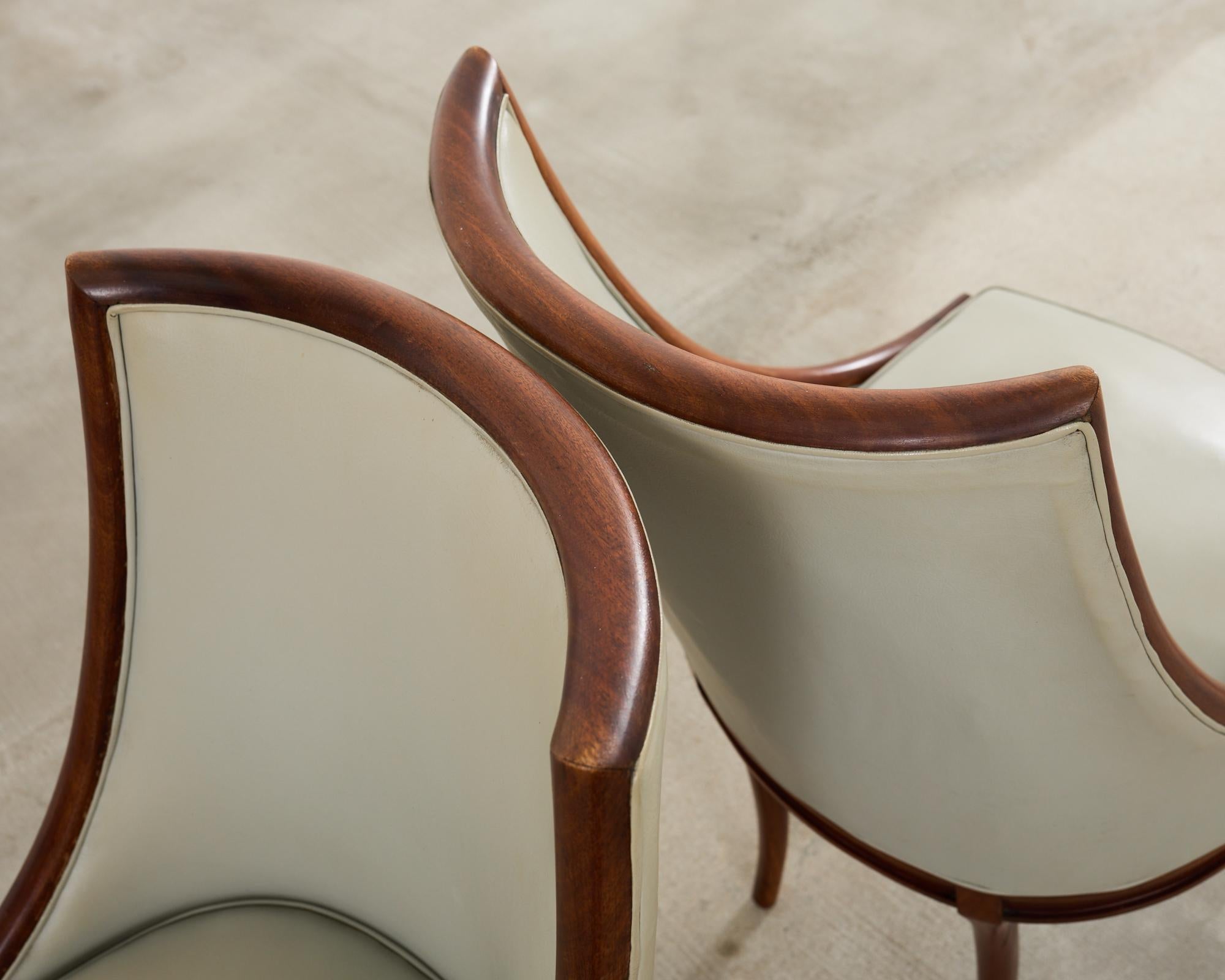 Set of Eight French Art Deco Style Gondola Dining Chairs For Sale 3