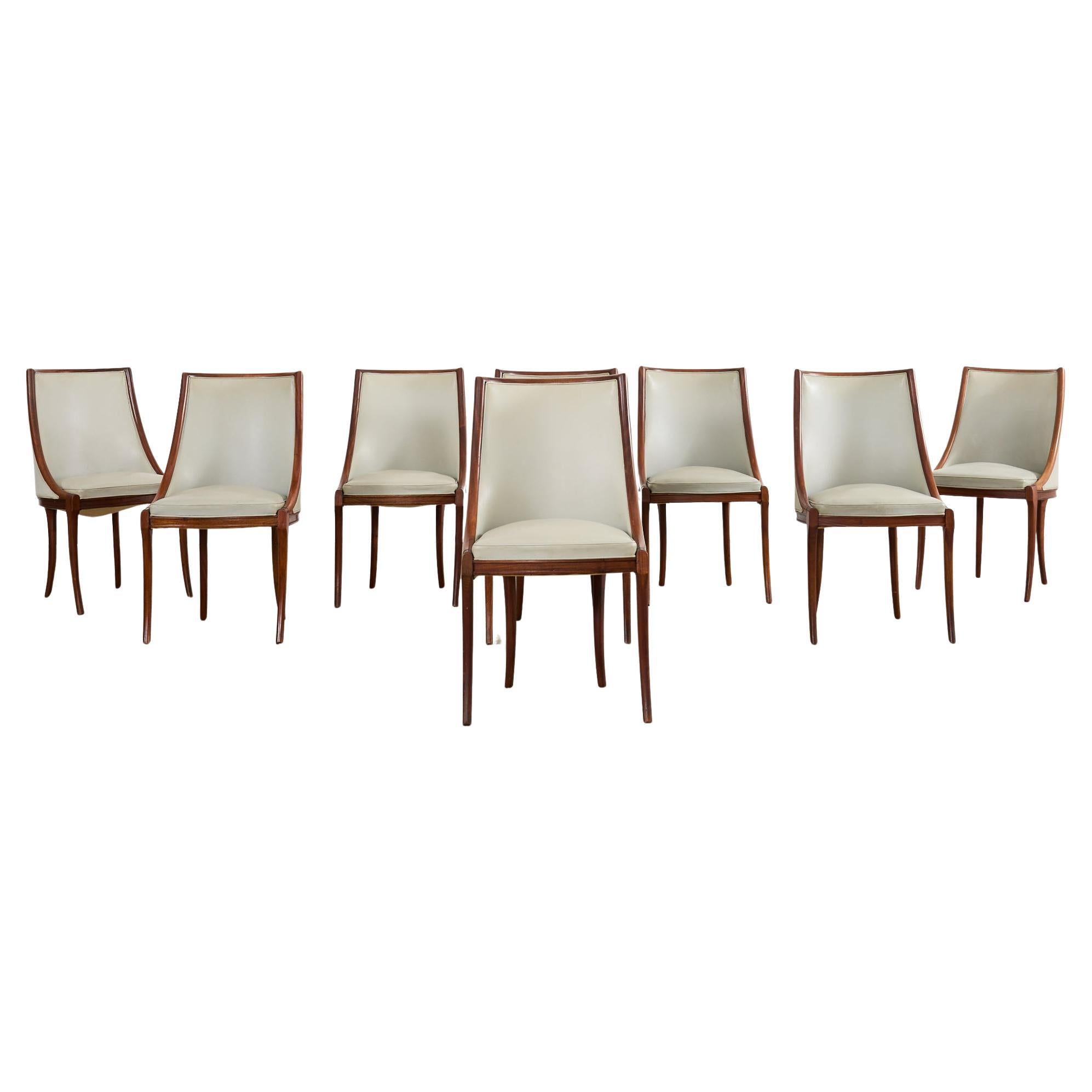Set of Eight French Art Deco Style Gondola Dining Chairs For Sale