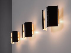 Set of Eight French Black and White Metal Wall Lights