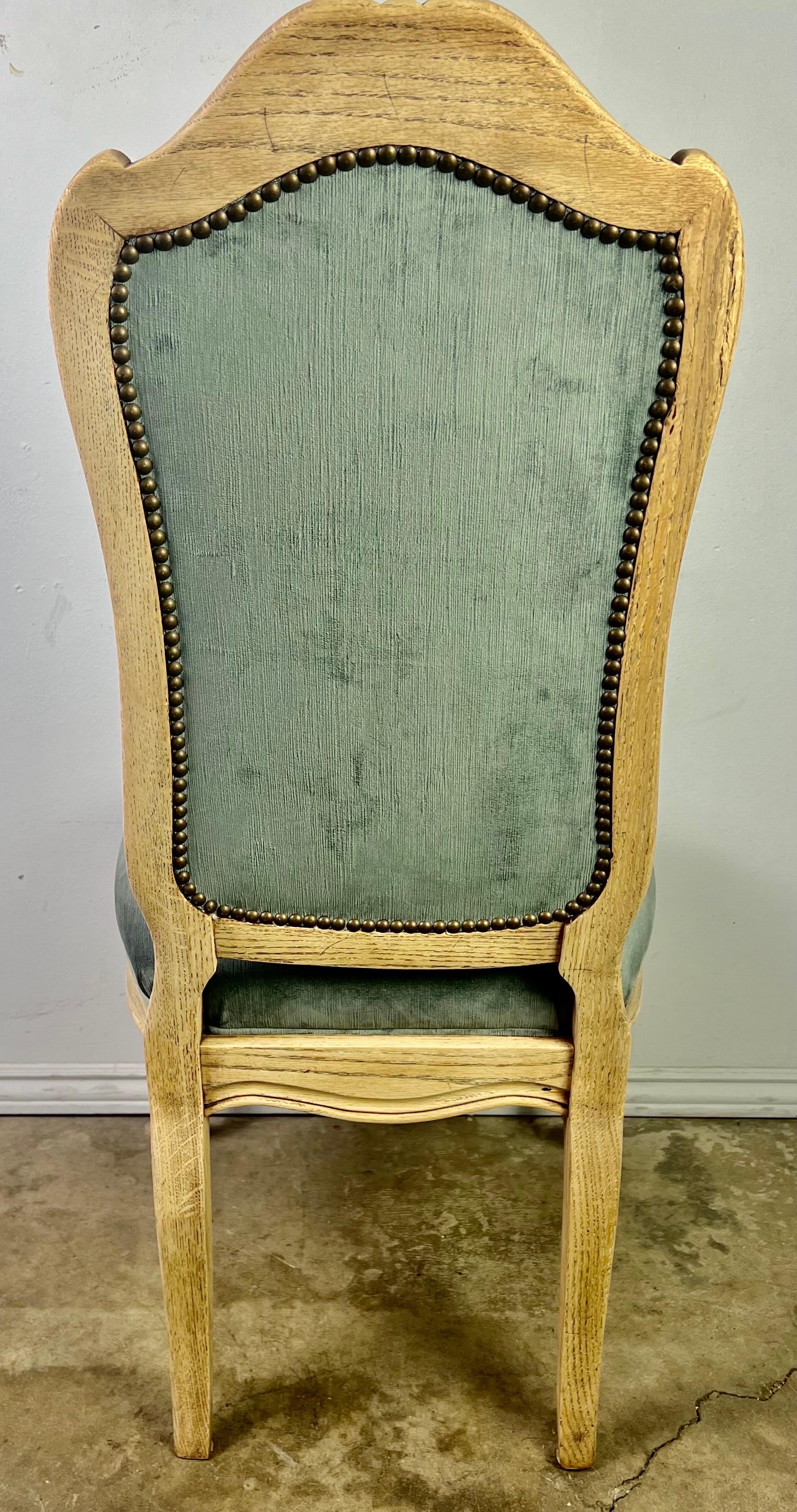 Set of Eight French Blue Velvet Dining Chairs C.1930's 1
