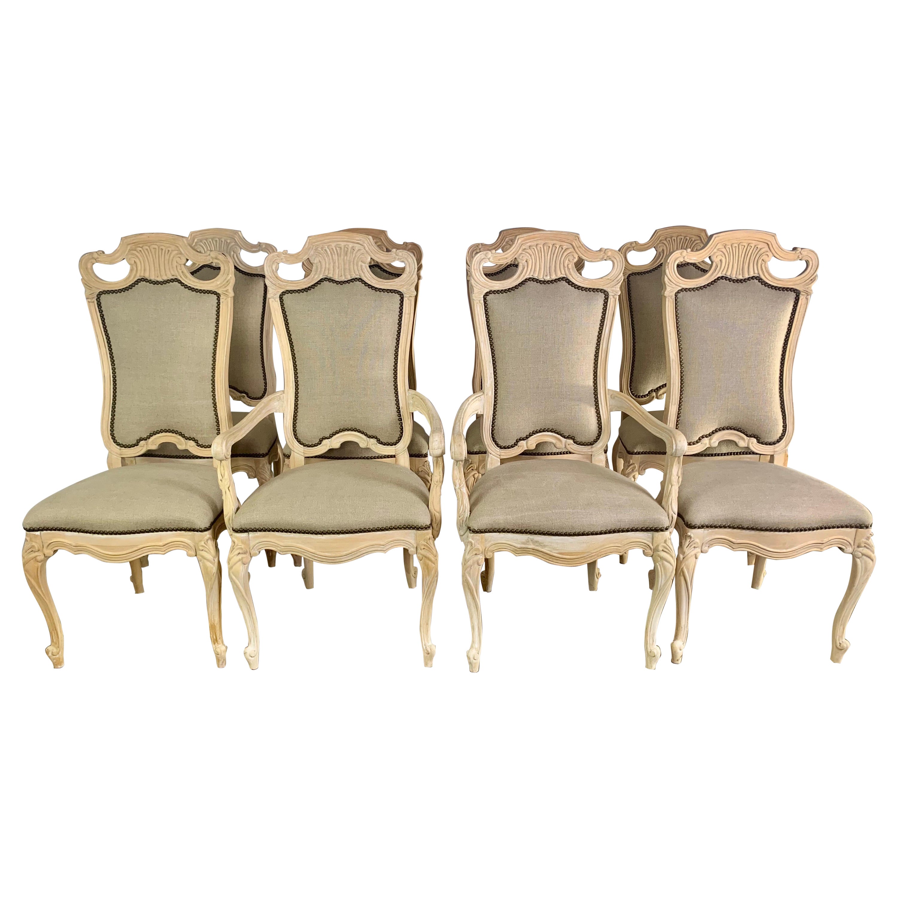 Set of Eight French Carved Dining Chairs C.1940’s
