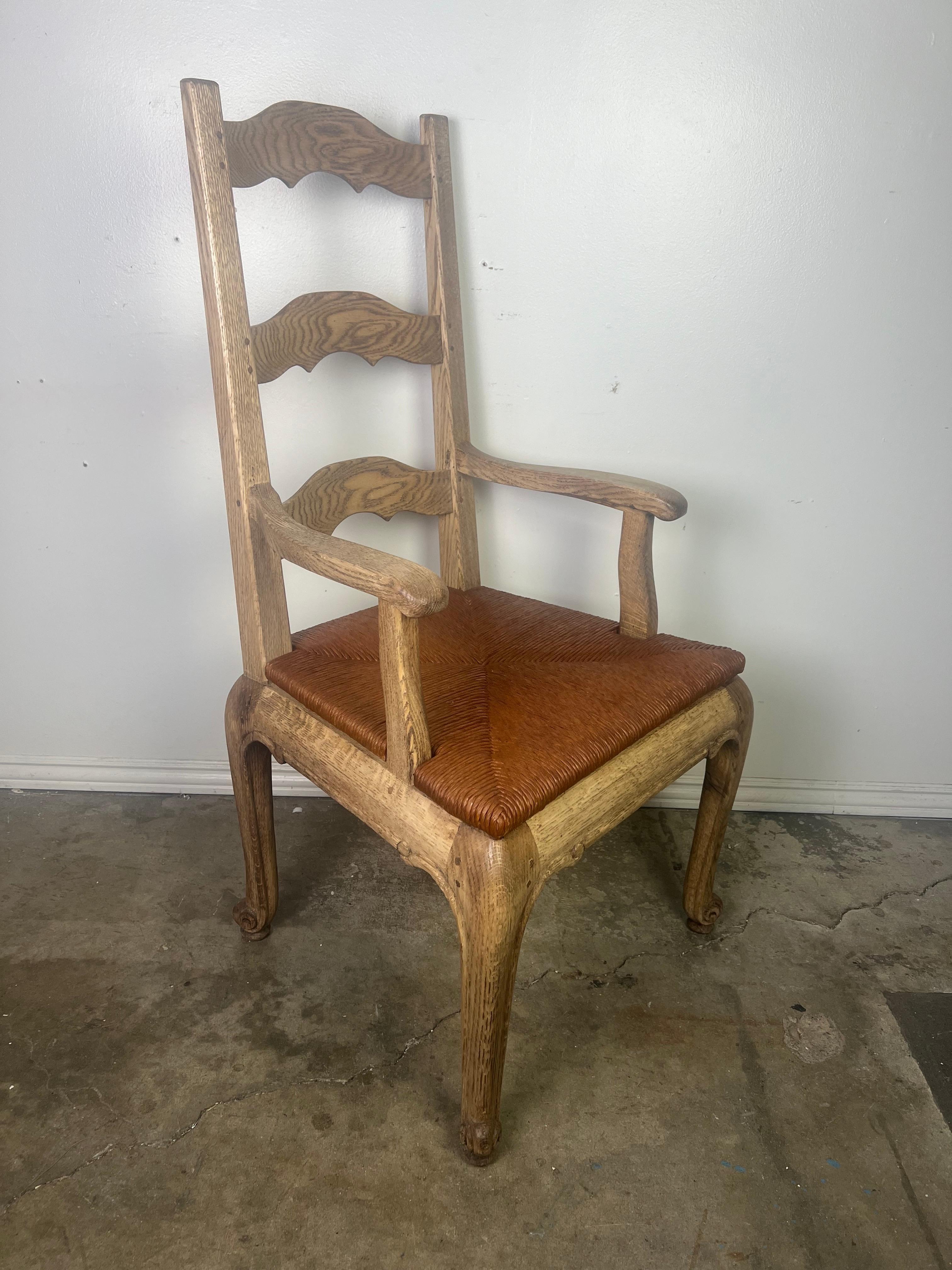 Set of Eight French Country Ladder Back Armchairs w/ Rush Seats  For Sale 3