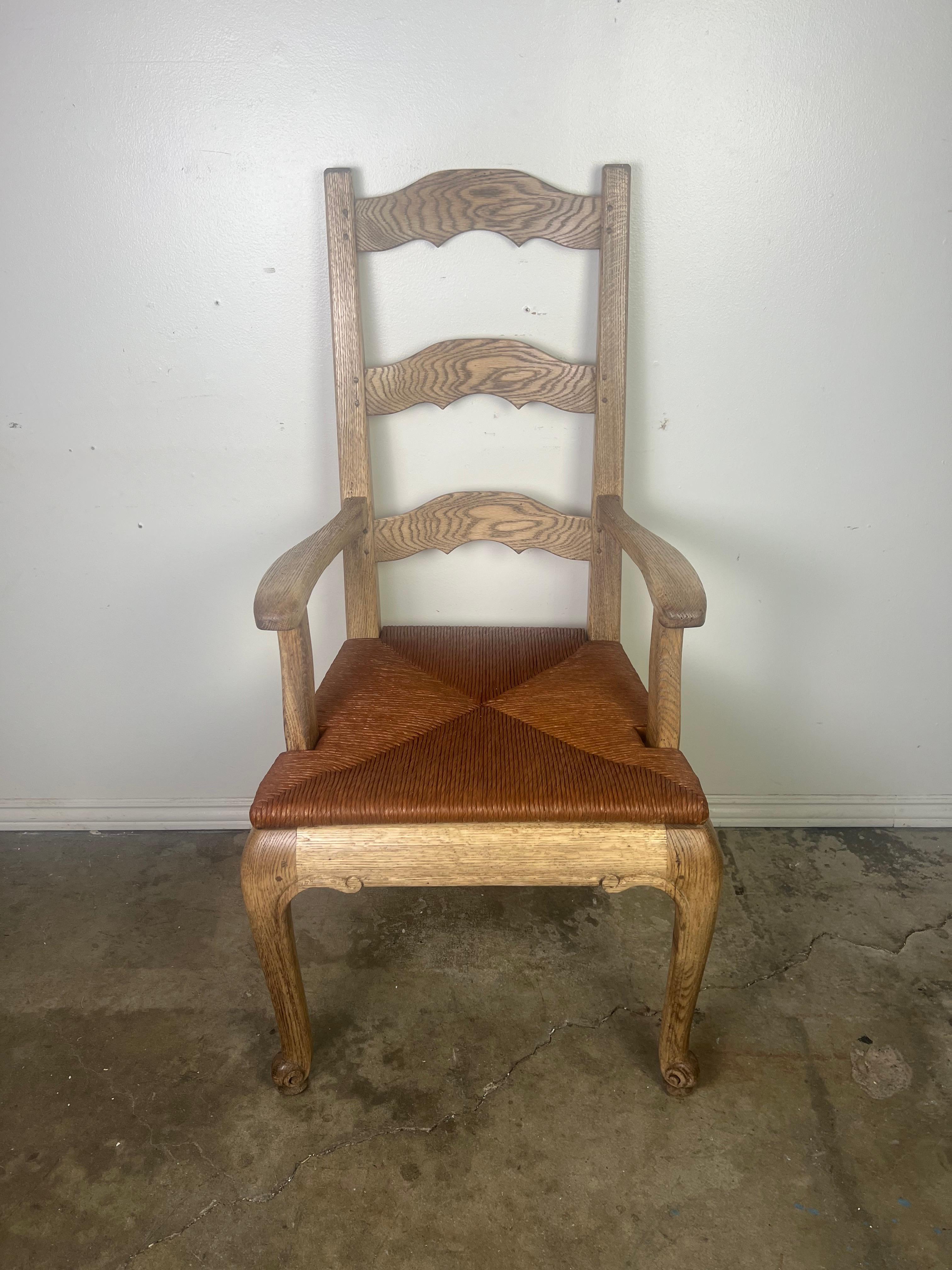 Set of Eight French Country Ladder Back Armchairs w/ Rush Seats  For Sale 1